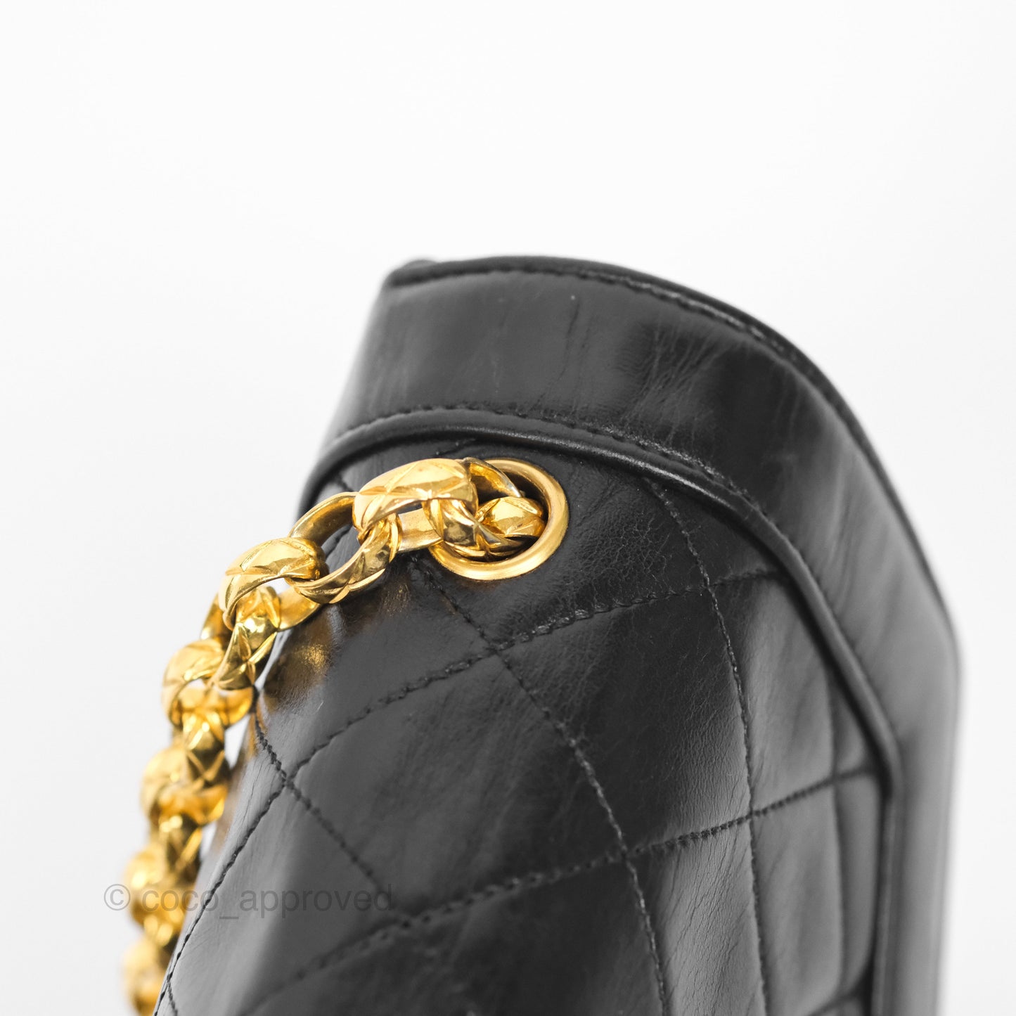 Chanel Vintage Small Diana Flap Black Lambskin 24K Gold Hardware