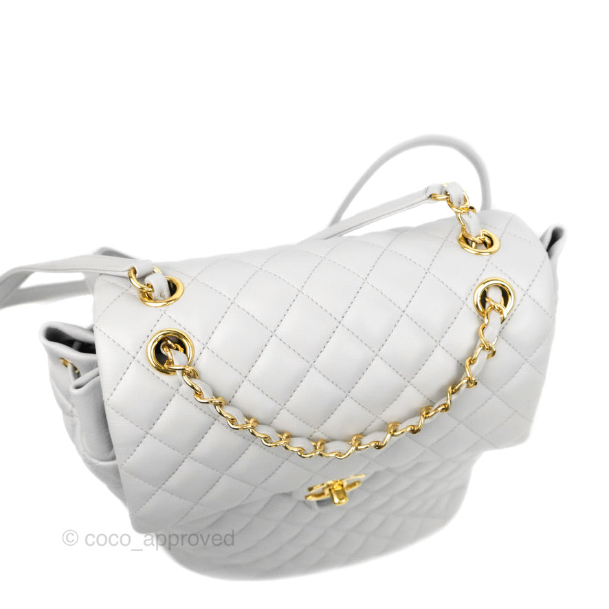 Chanel Large Quilted Urban Spirit Backpack Grey Gold Hardware