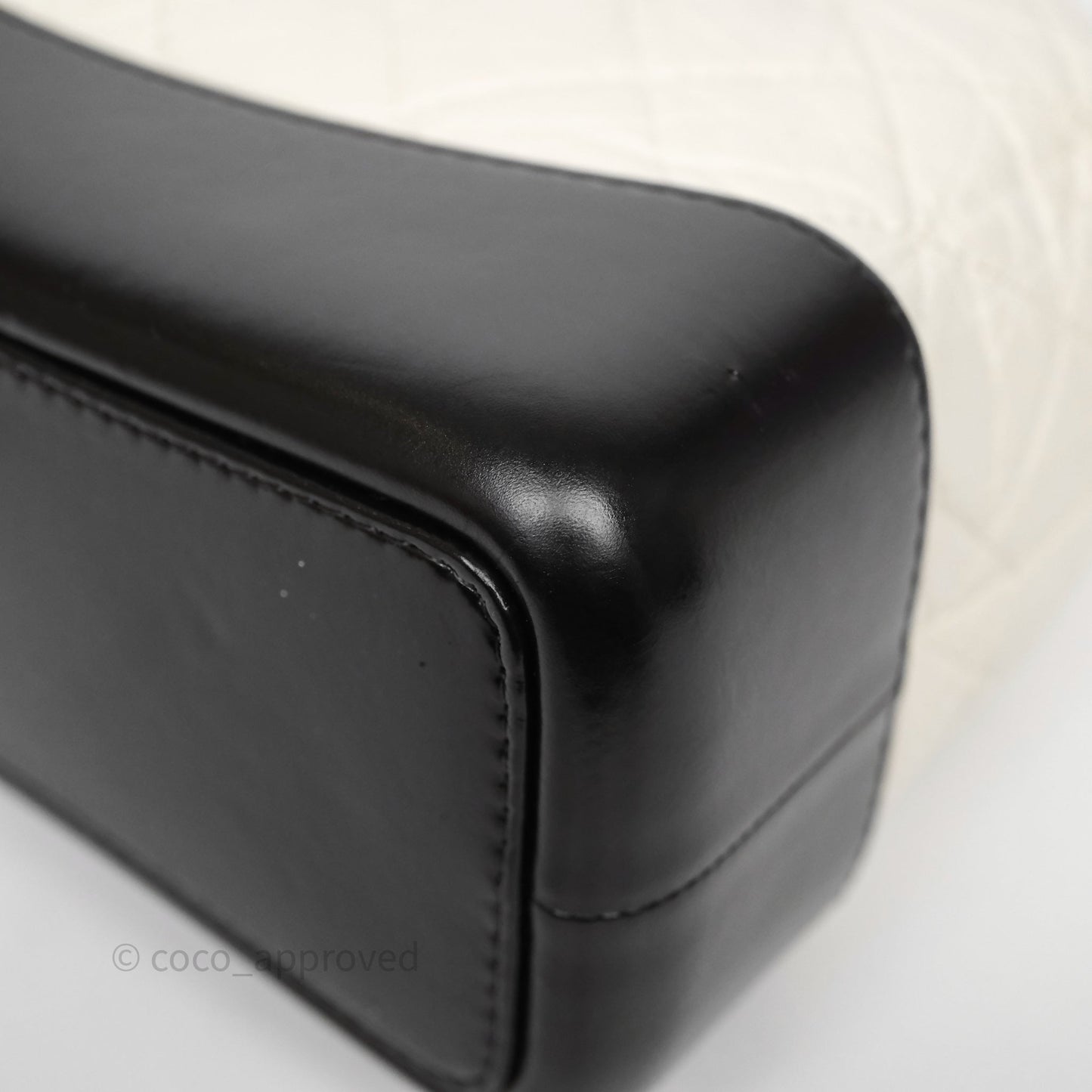 Chanel Small Gabrielle Backpack White Black Aged Calfskin