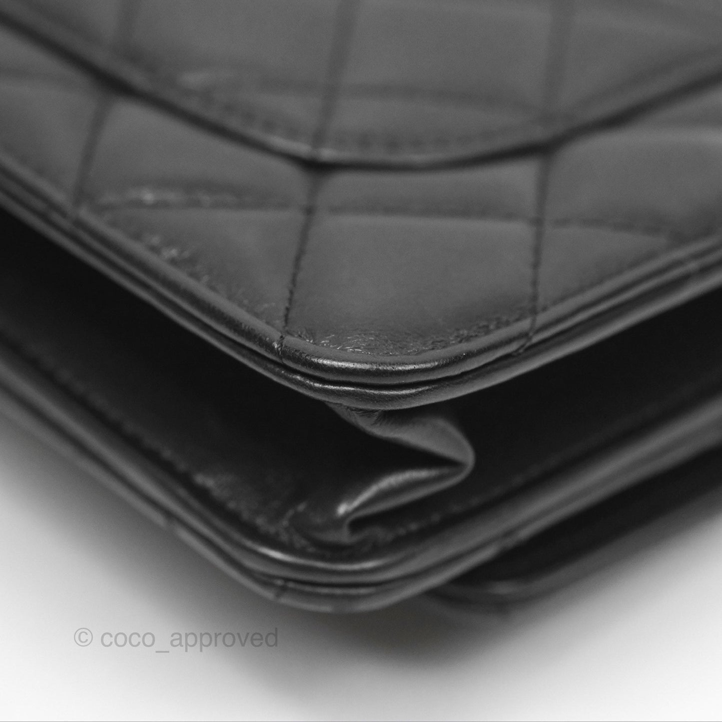 Chanel All Slide Wallet on Chain WOC Adjustable Chain Quilted Black Lambskin 22K