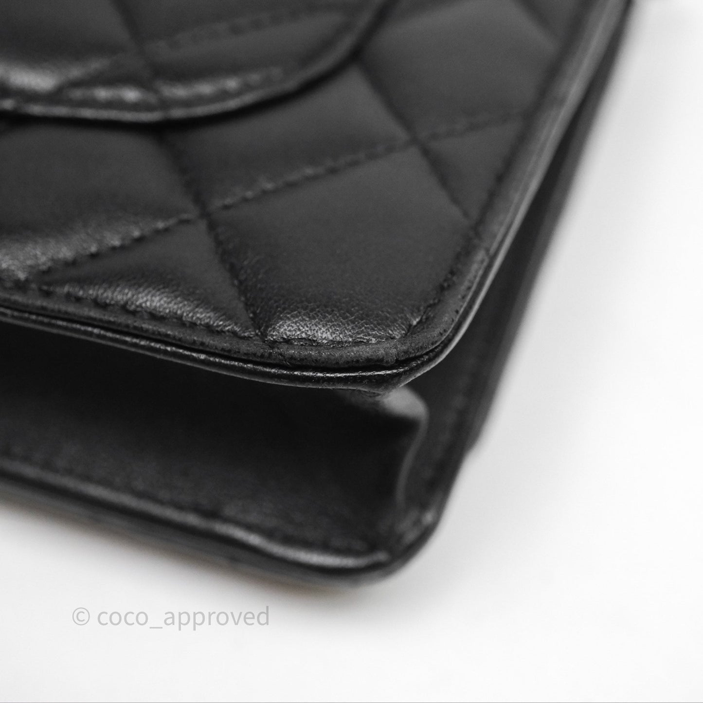 Chanel Quilted WOC Black Lambskin Silver Hardware