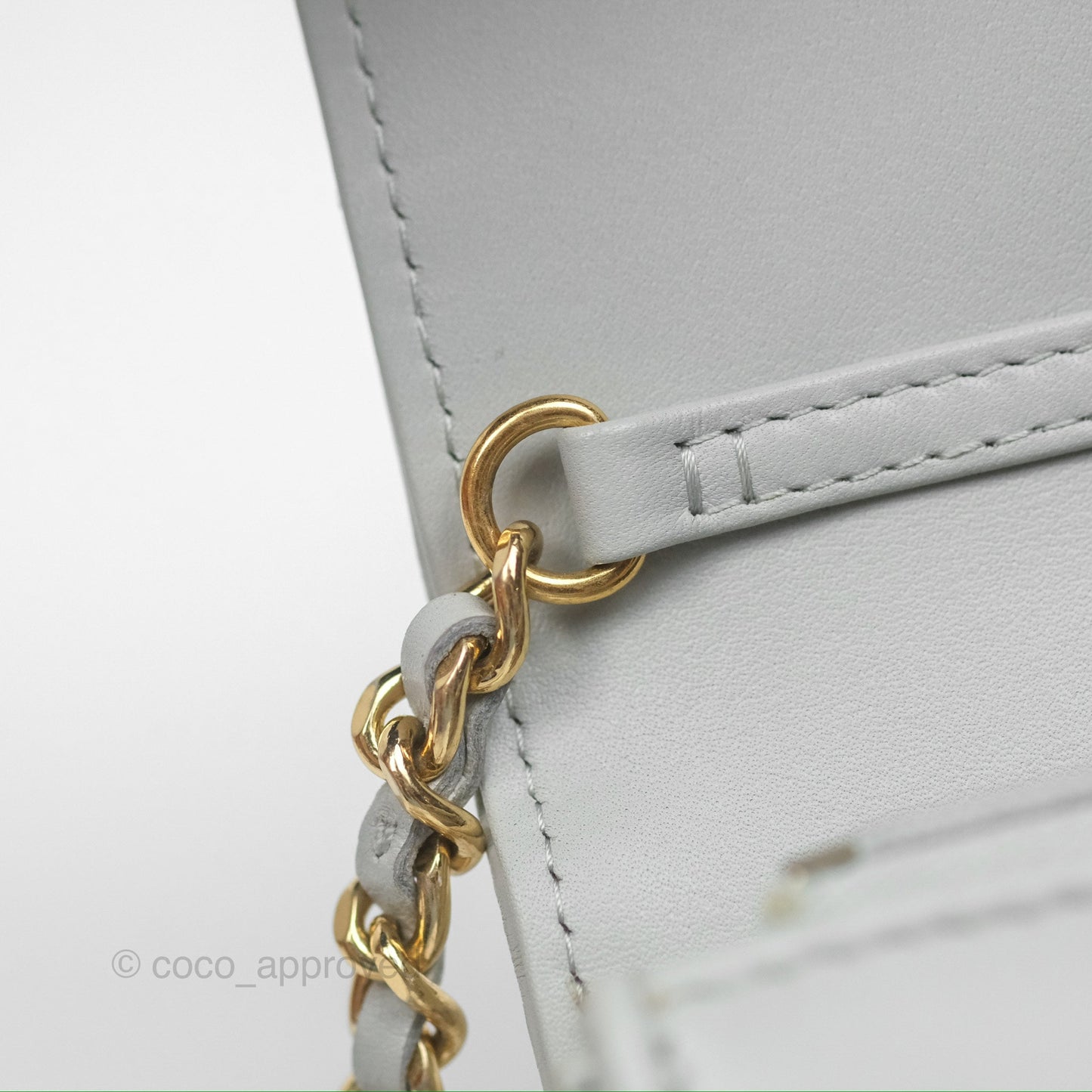 Chanel Crystal CC Mini Cutch with Chain Grey Lambskin Gold Hardware