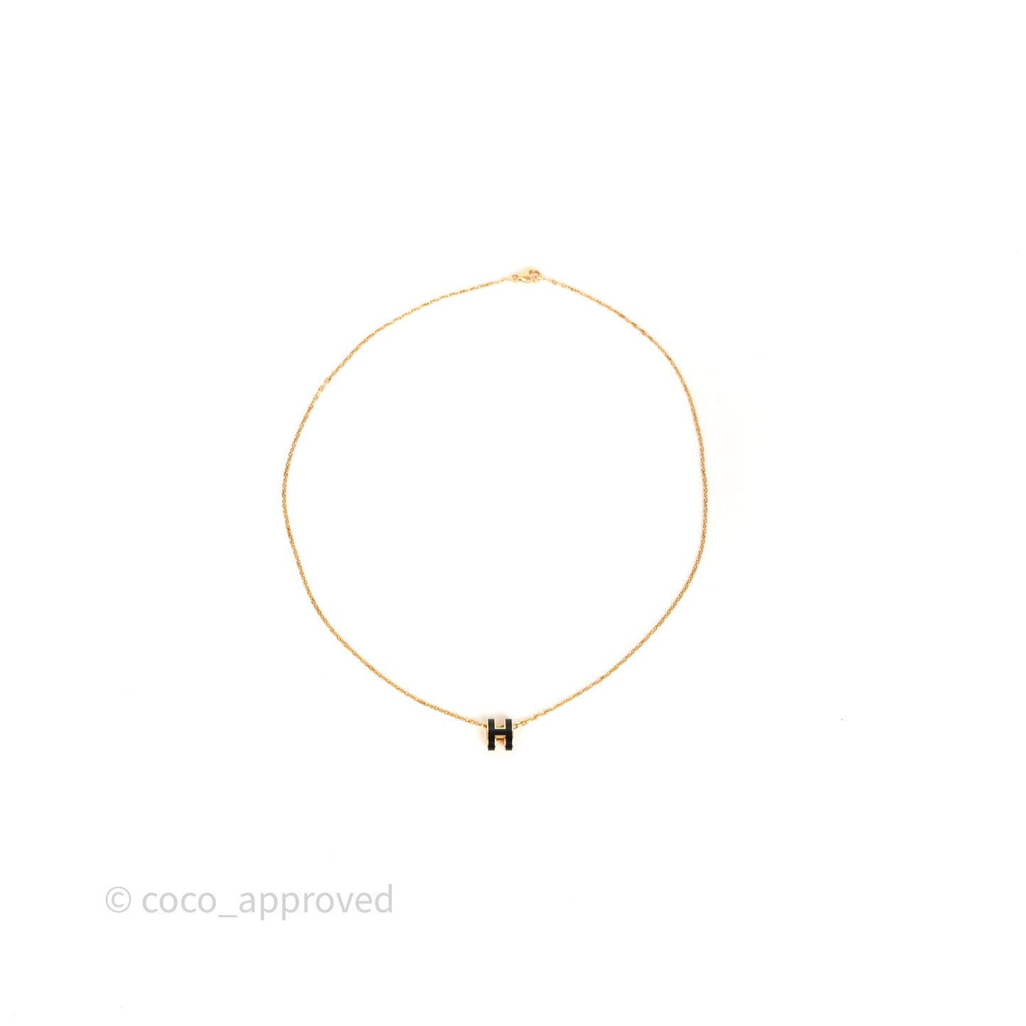 Hermès Mini Pop H Pendant Necklace Black Gold Hardware