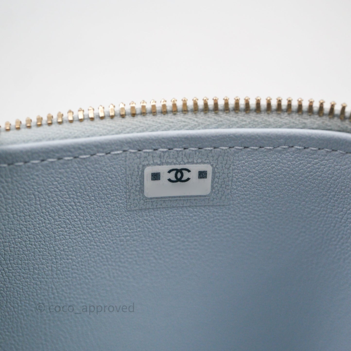 Chanel Vanity with Adjustable Chain Blue Lambskin Aged Gold Hardware
