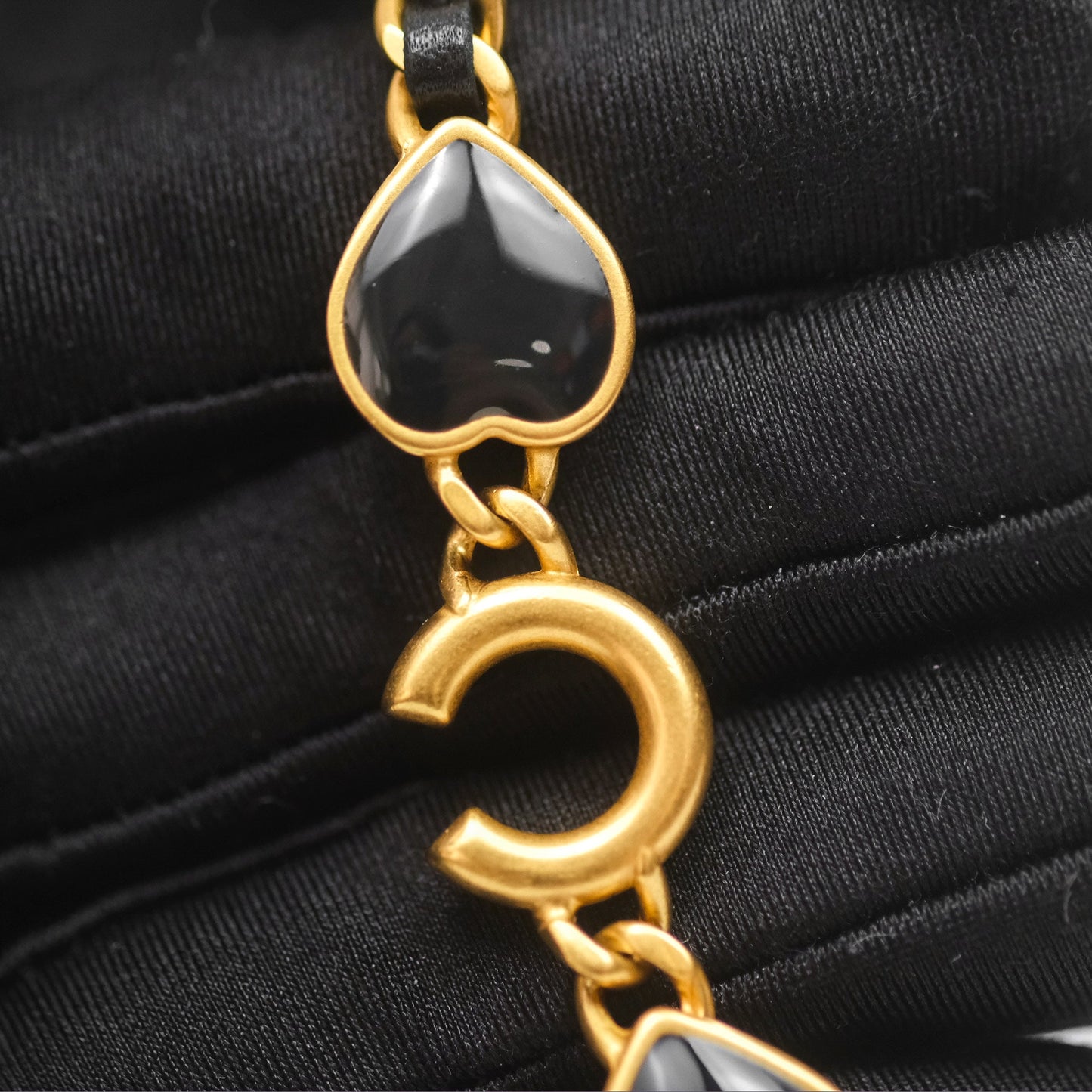 Chanel Vanity with COCO Heart Chain Black Lambskin Aged Gold Hardware