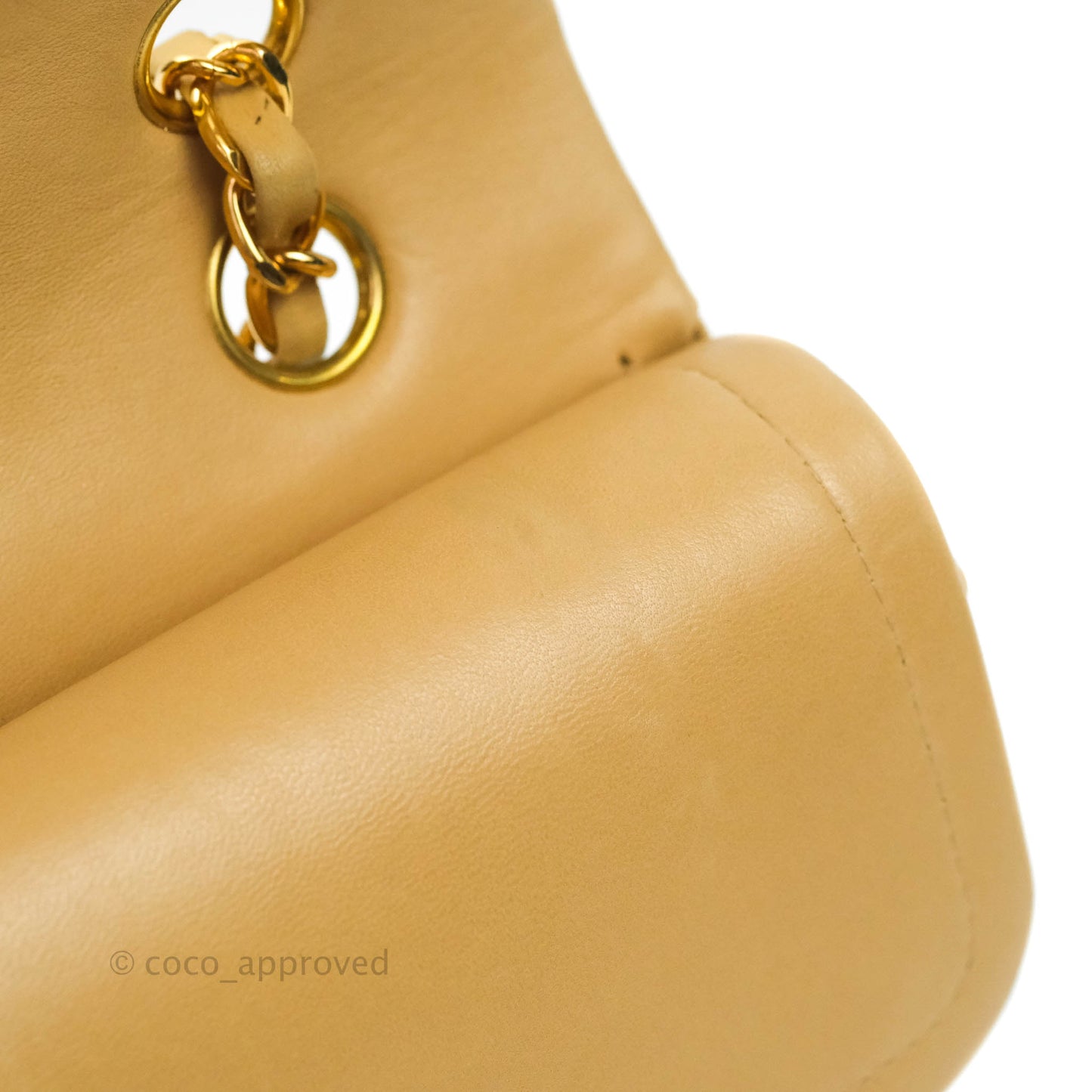 Chanel Vintage M/L Medium Double Flap Bag Beige Lambskin 24K Gold Hardware