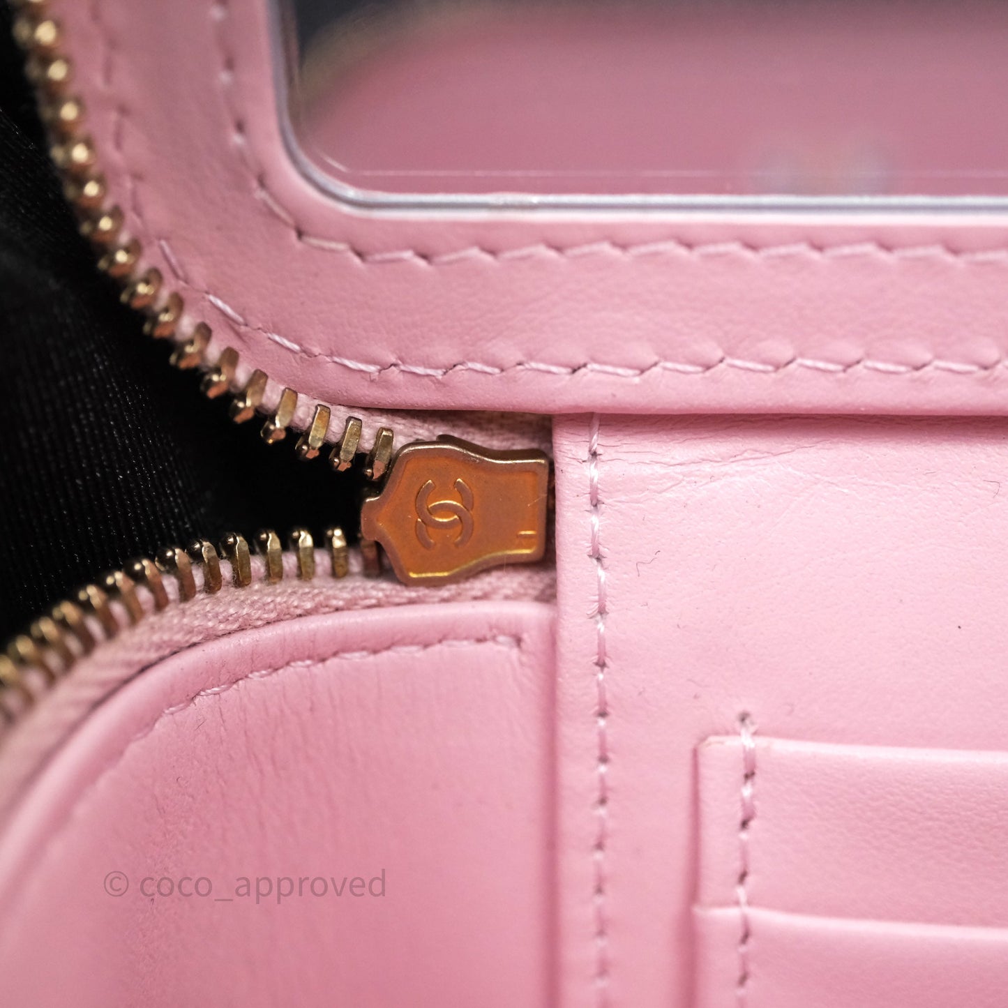 Chanel Vanity with Multicolor Resin Chain Pink Lambskin Aged Gold Hardware
