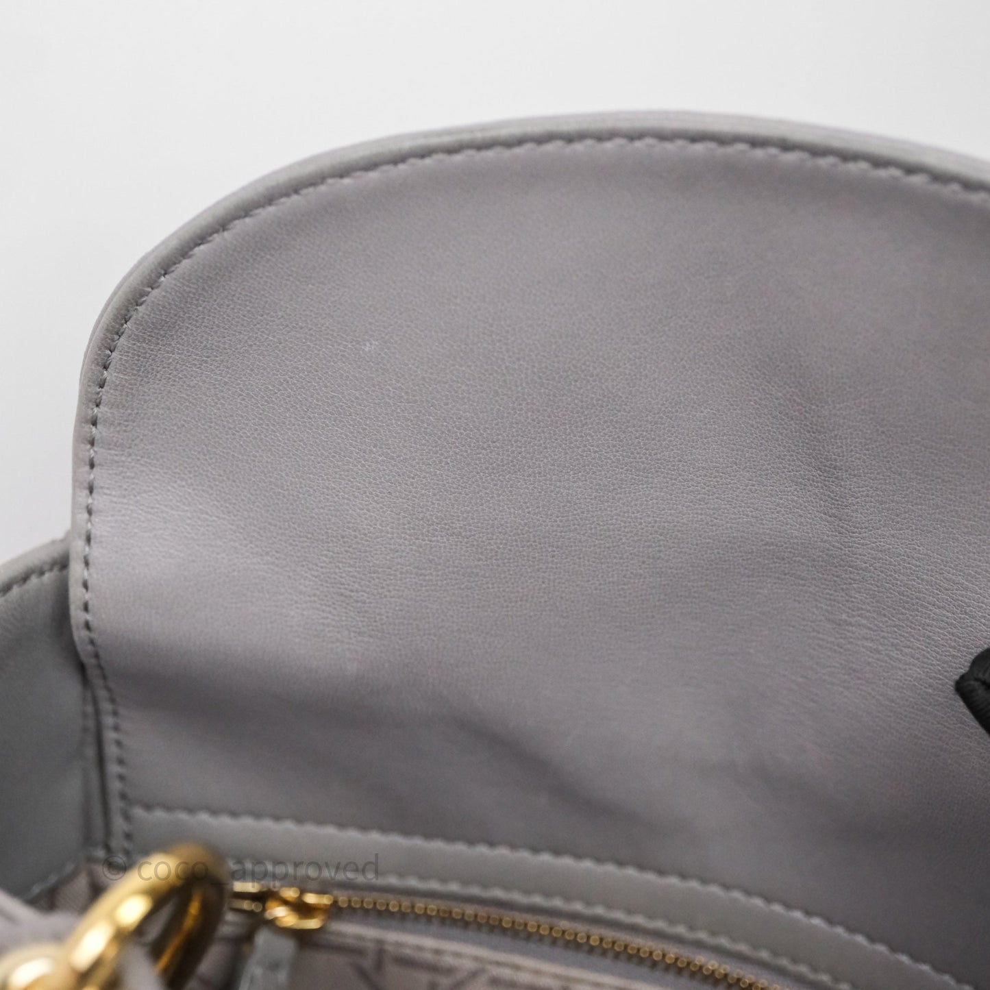 Christian Dior Small Lady Dior My ABCDior Bag Stone Gray Cannage Lambskin