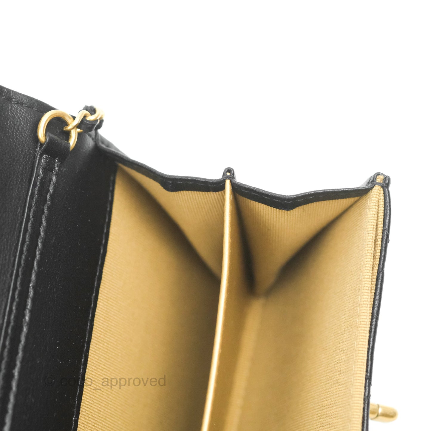 Chanel Pearl Crush Mini Clutch With Chain Black Lambskin Aged Gold Hardware