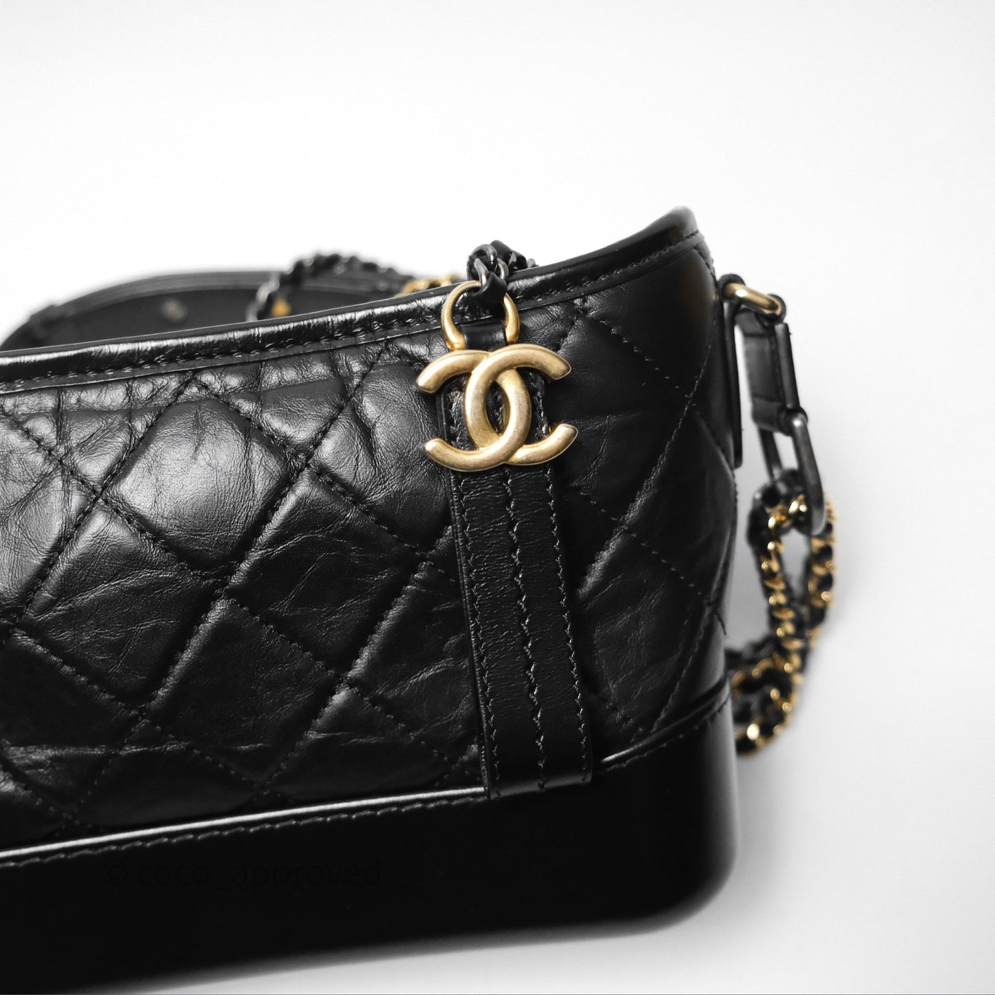 Chanel Small Gabrielle Hobo Quilted Black Aged Calfskin