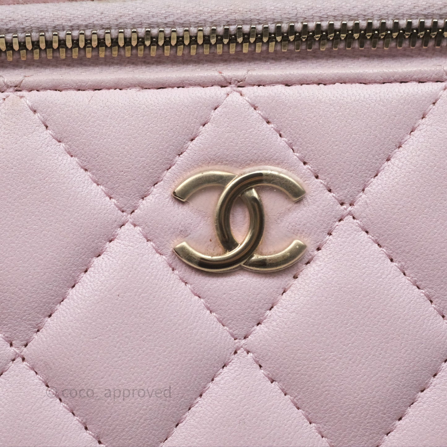 Chanel Vanity Rectangular Top Handle Light Pink Lambskin Gold Hardware
