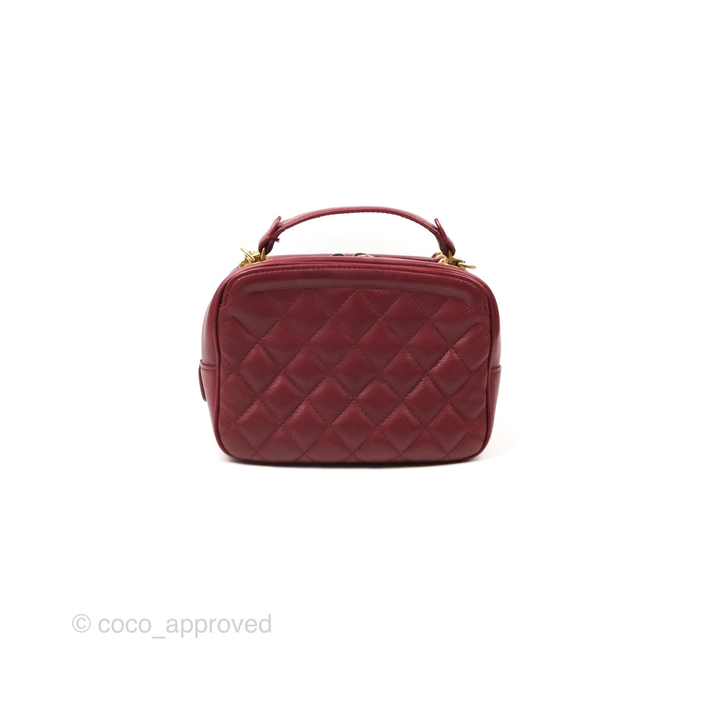 Chanel Quilted CC Small Vanity Case Dark Red Calfskin
