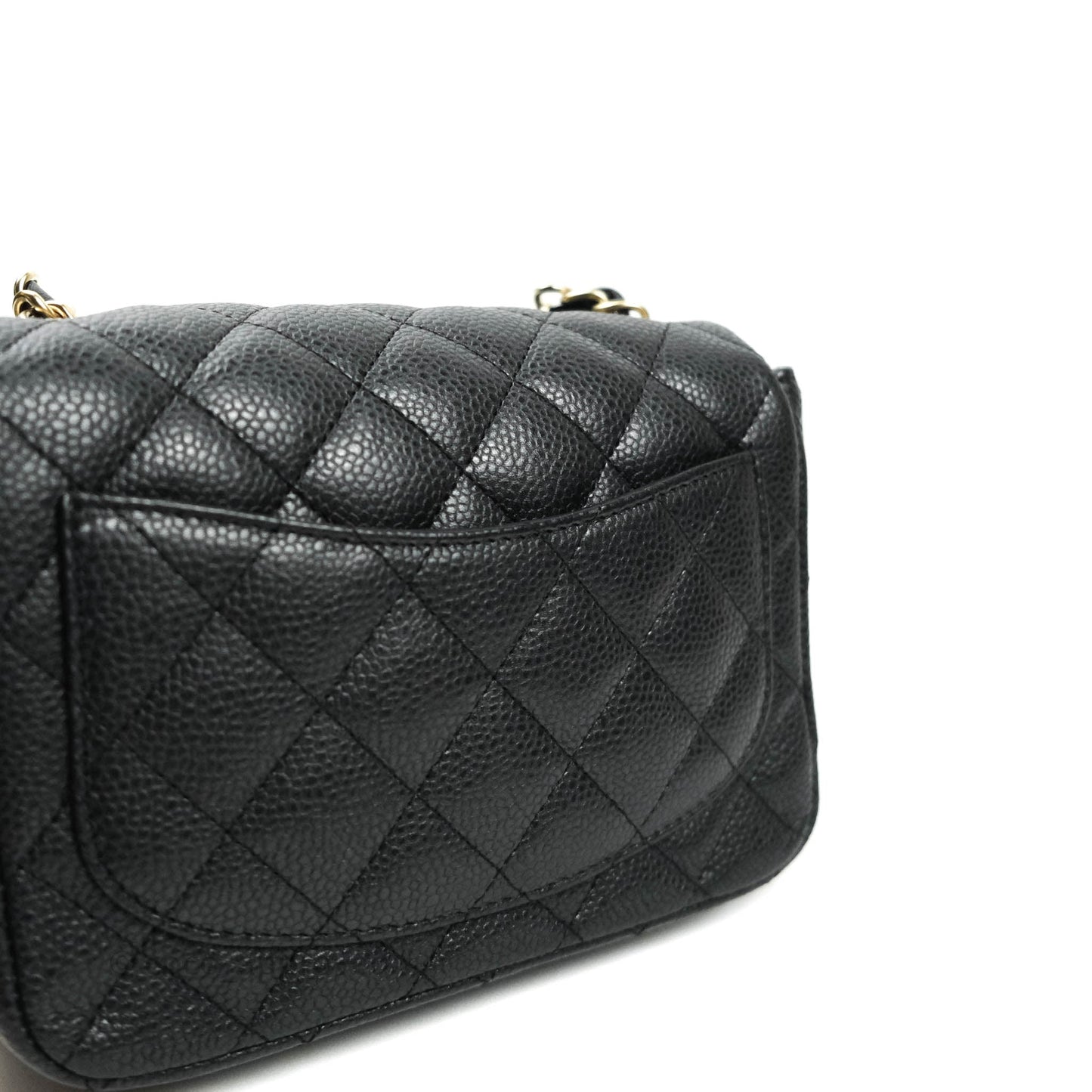 Chanel Mini Square Charcoal Black Caviar Matte Gold Hardware