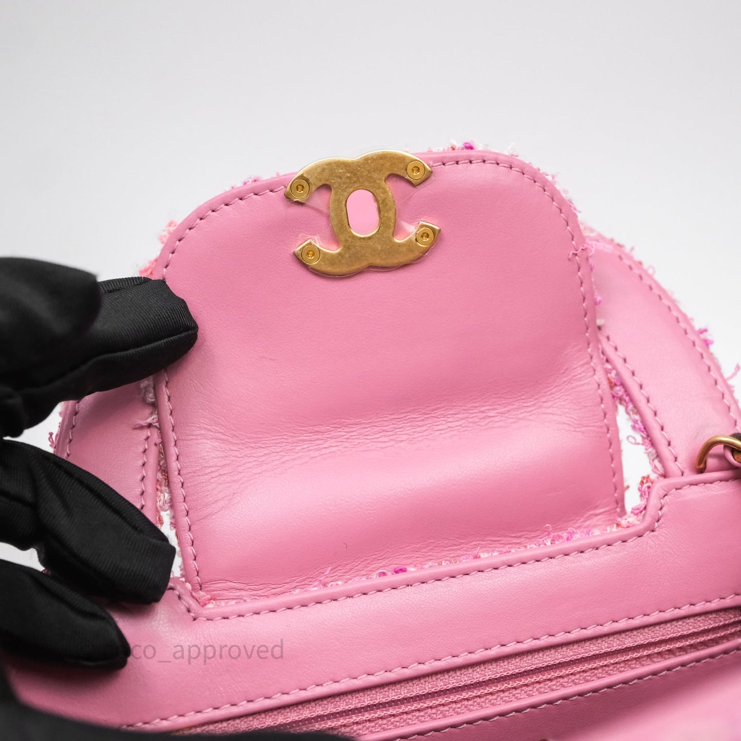 Chanel Kelly Bag Pink Tweed Aged Gold Hardware