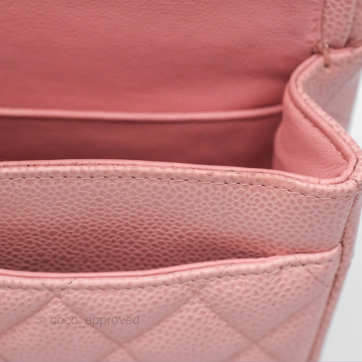 Chanel Vintage Classic M/L Medium Flap Quilted Sakura Pink Caviar 24K Gold Hardware