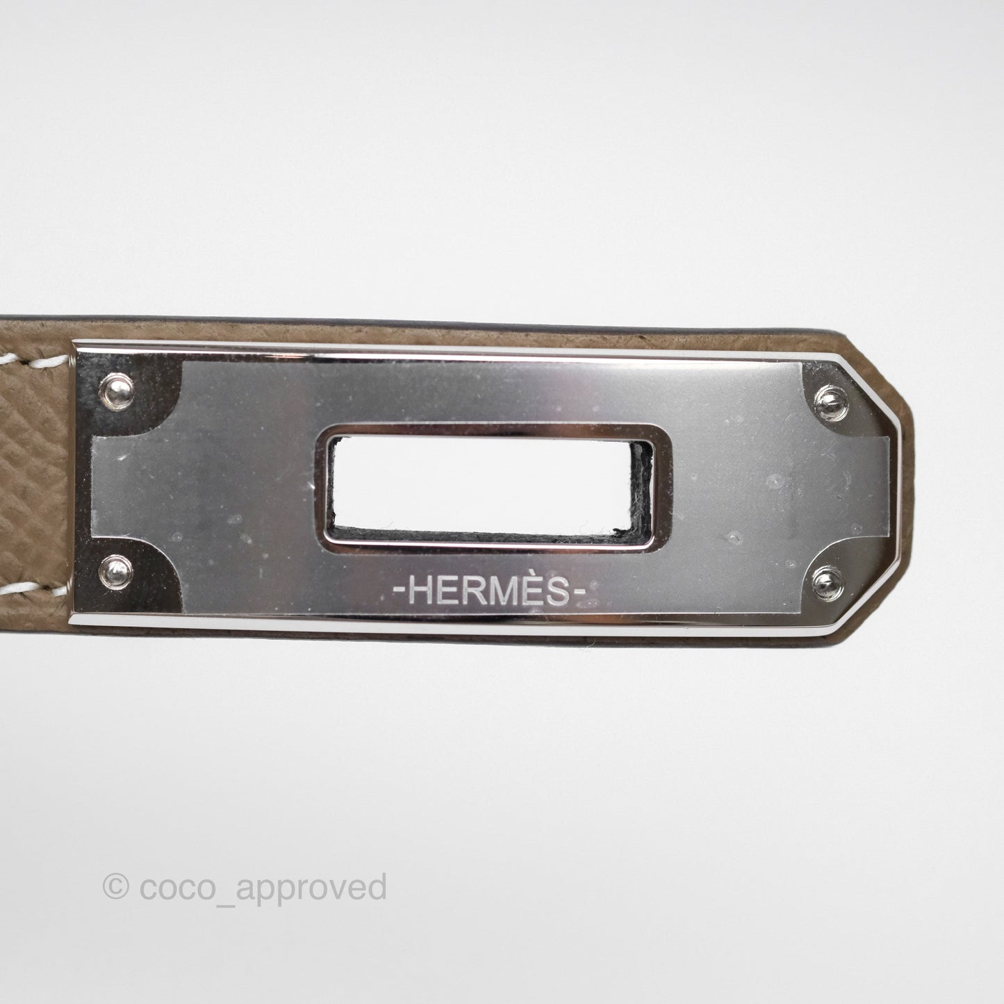 Hermès Kelly Buckle Belt Etoupe Epsom Palladium Hardware