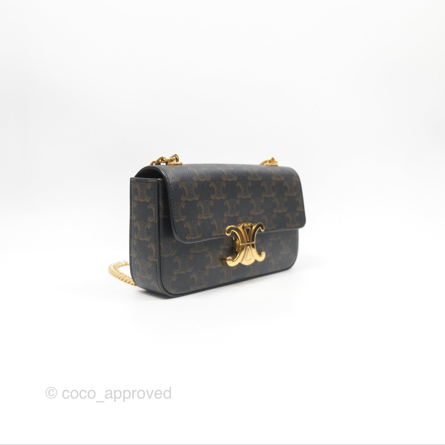 Celine Chain Shoulder Bag Claude in Triomphe Canvas Tan