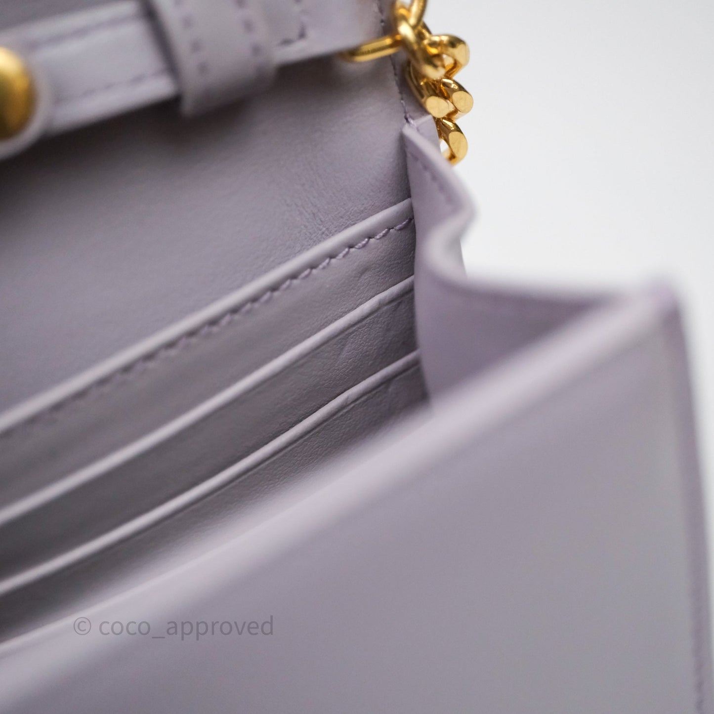 Celine Margo Wallet On Chain in Purple lavender Shiny Calfskin