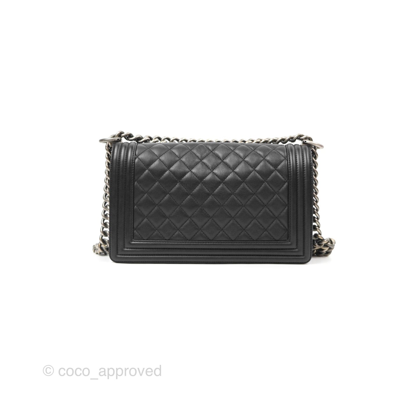 Chanel Quilted Medium Boy Black Calfskin Ruthenium Hardware