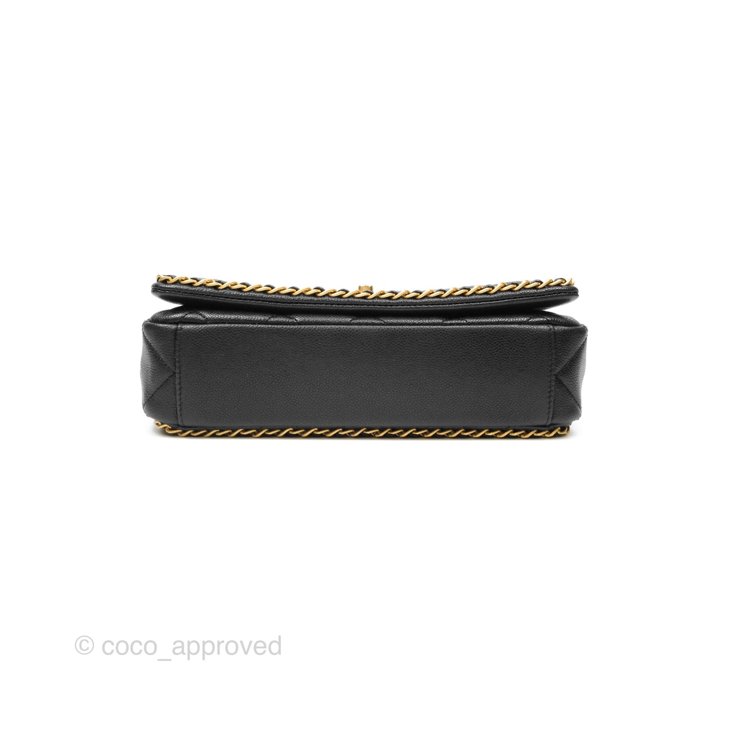 Chanel Chain Around Flap Bag Black Caviar Aged Gold Hardware 22B