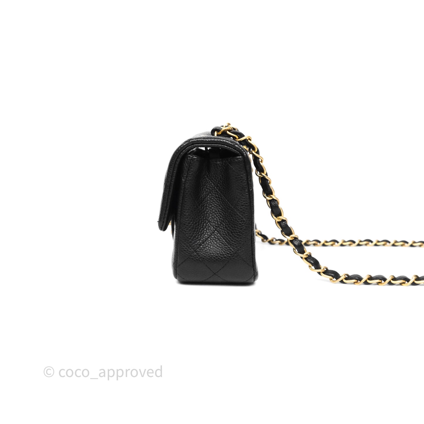 Chanel Mini Rectangular Quilted Black Caviar Aged Gold Hardware