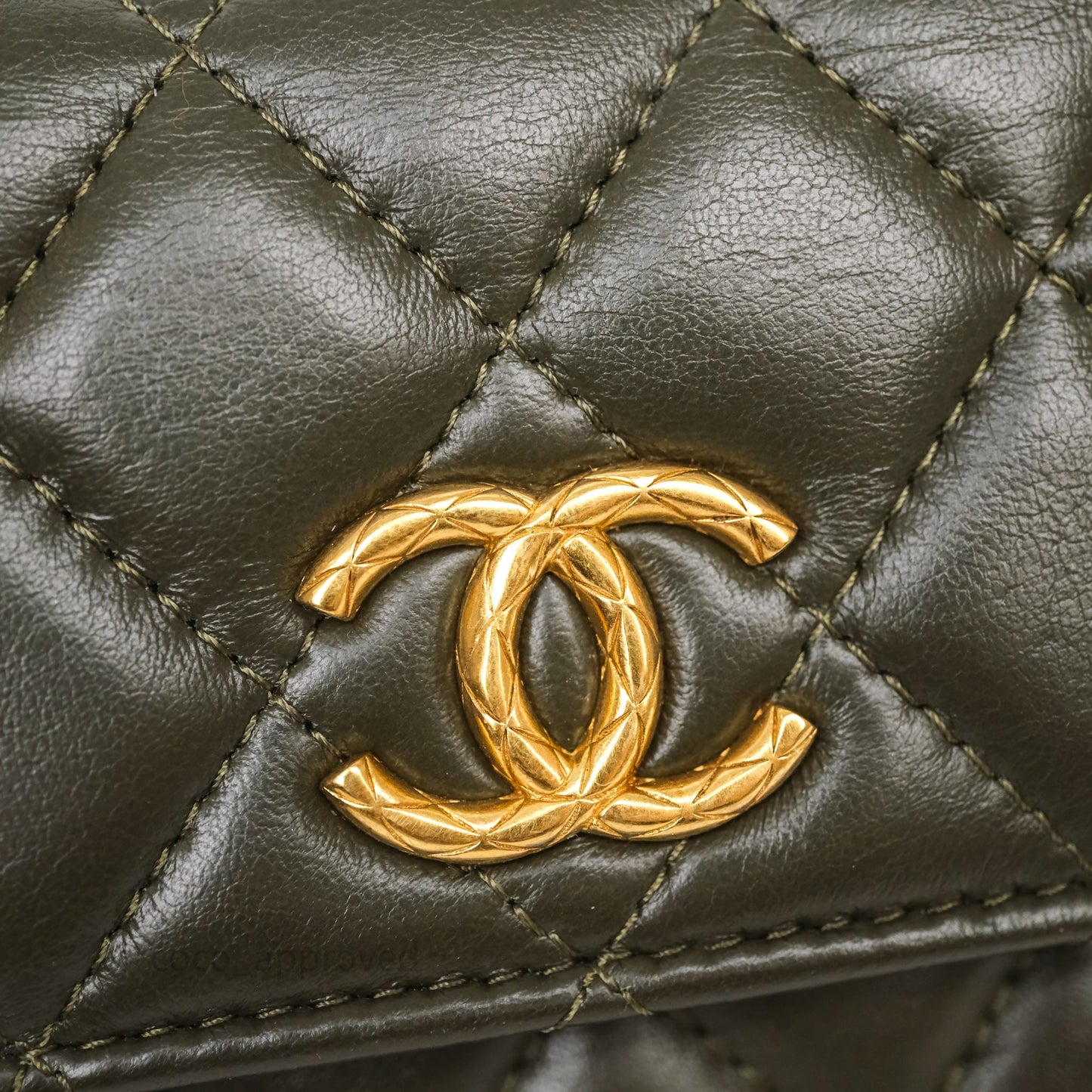 Chanel All Slide Adjustable Chain Phone Holder WOC Olive Green Lambskin