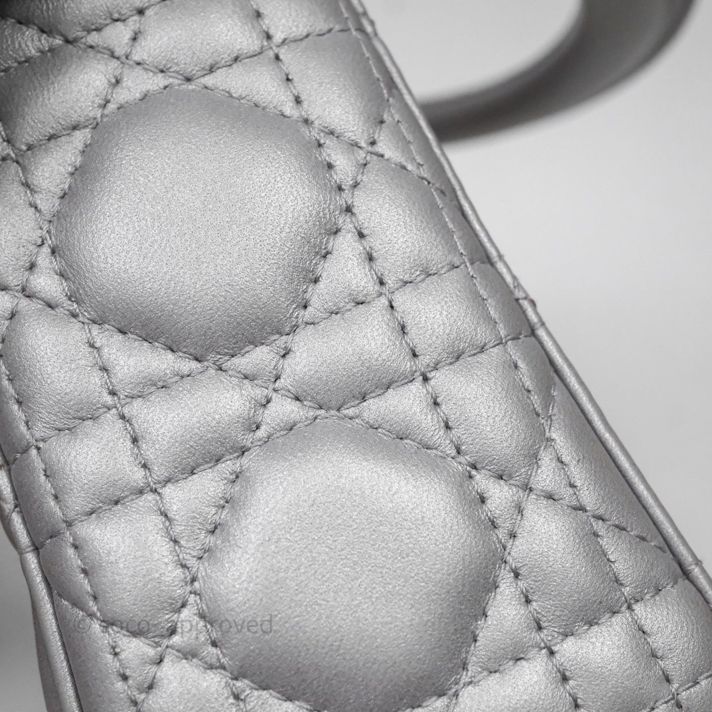 Christian Dior Mini Lady Dior Iridescent Grey Lambskin Cannage Gold Hardware