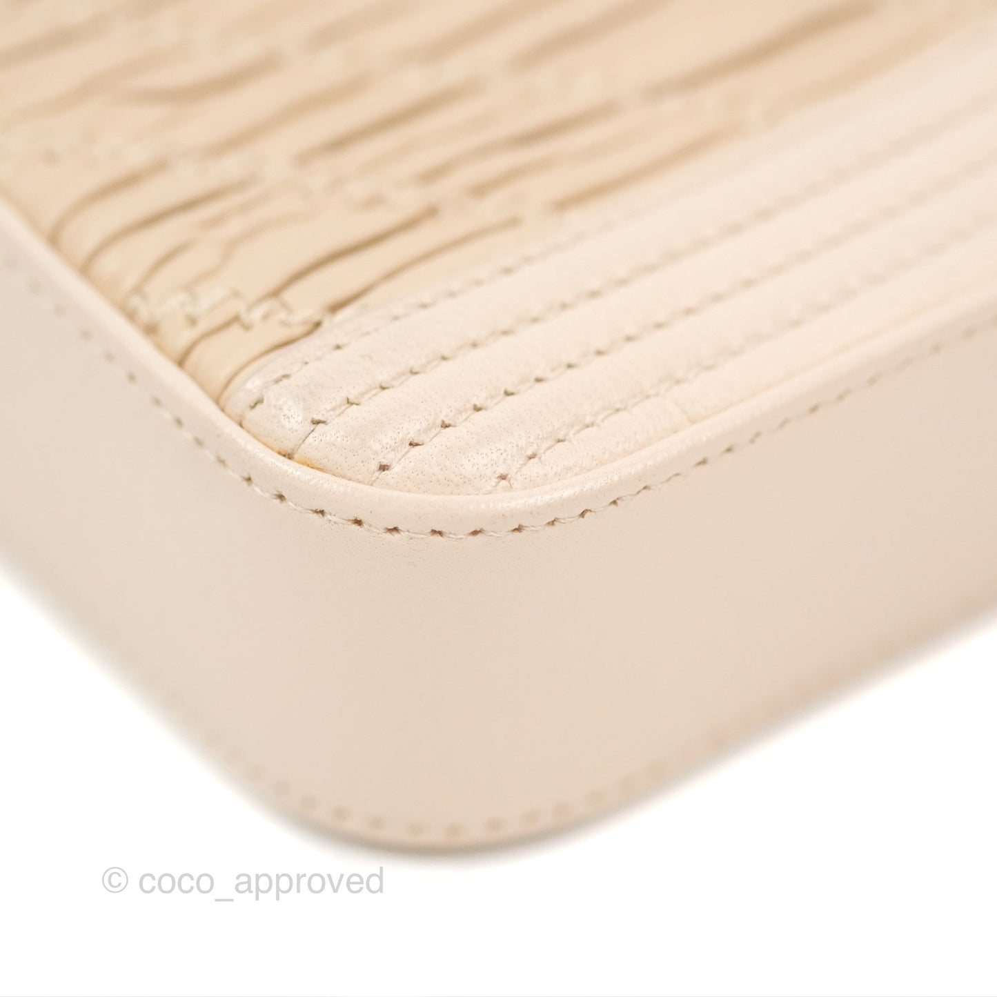 Chanel Boy Double Zip Clutch On Chain Chevron Pale Beige Aged Gold Hardware
