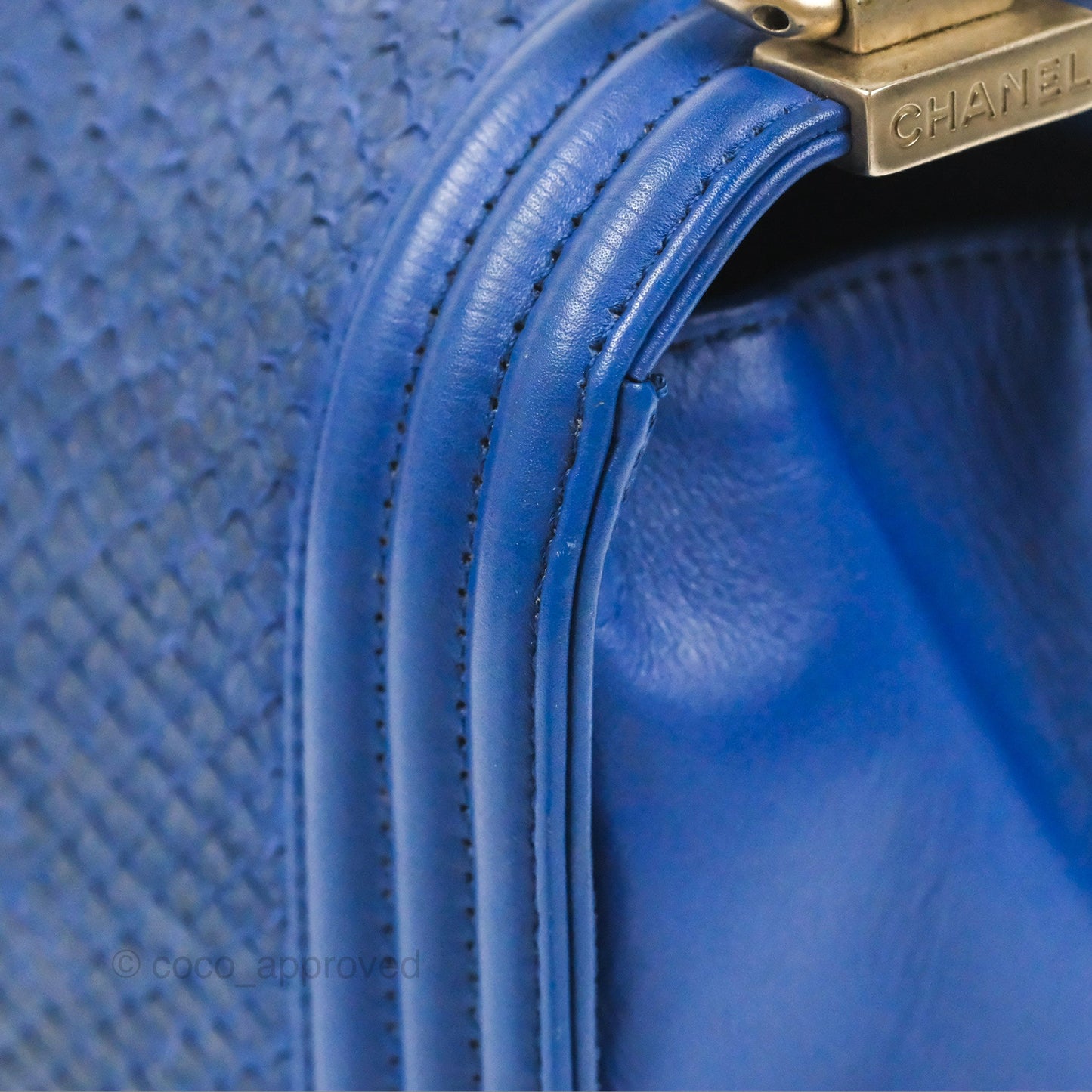 Chanel Medium Boy Blue Python Matte Silver Hardware