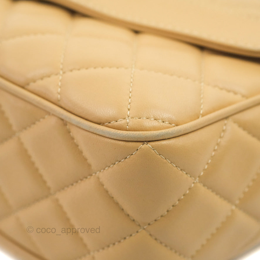 Chanel Calfskin Coco Vintage Camera Case Beige Gold Hardware