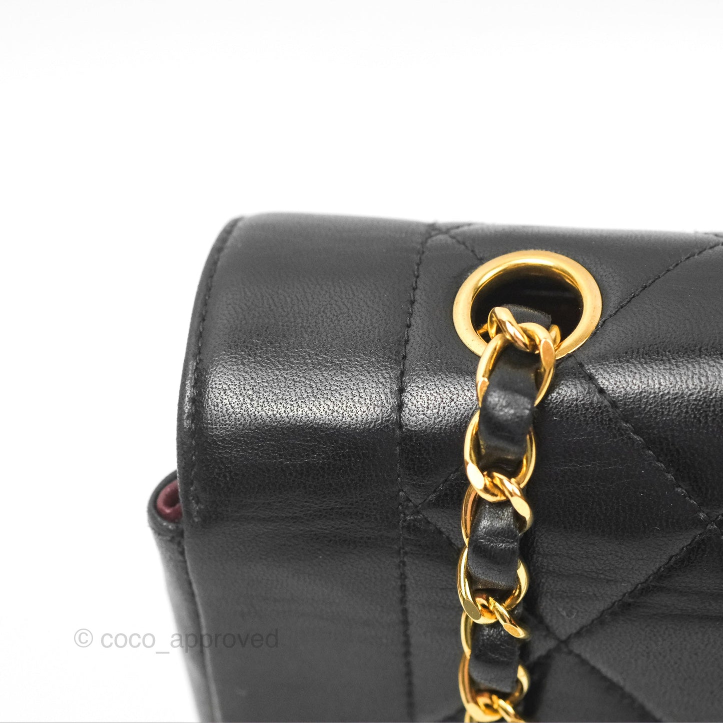 Chanel Vintage Small Quilted Classic Diana Flap Bag Black Lambskin 24K Gold Hardware