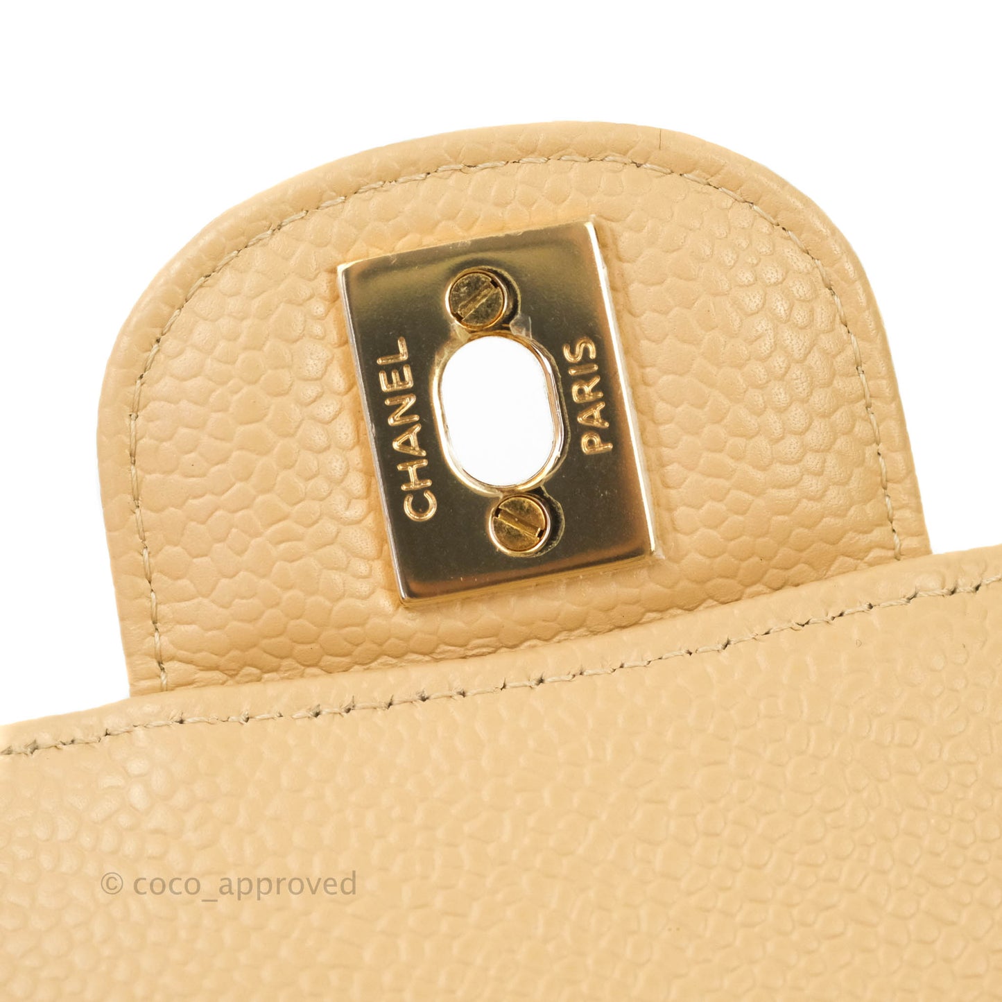 Chanel Classic M/L Medium Double Flap Beige Caviar Gold Hardware