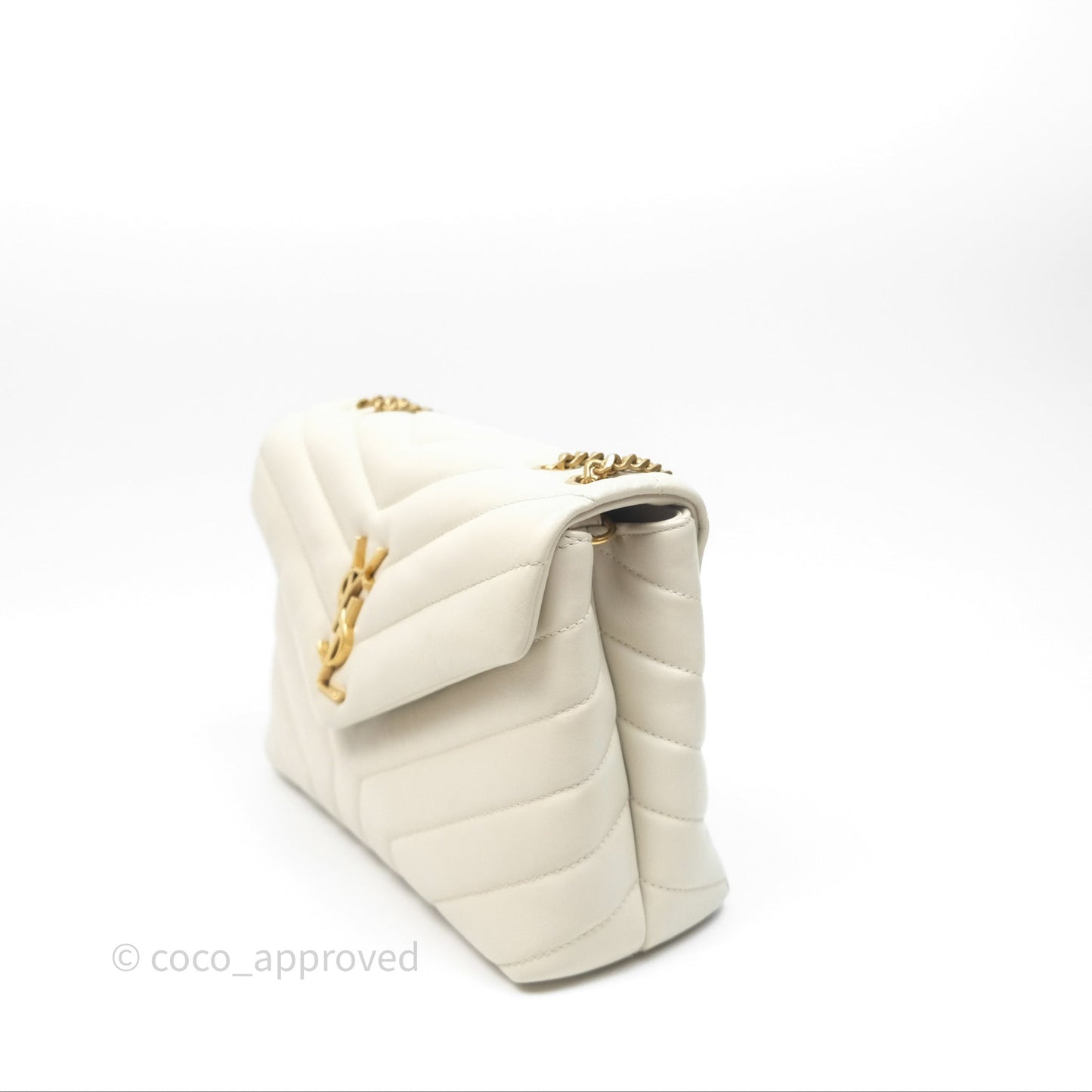 Saint Laurent Loulou Small Flap Bag Ivory Light Beige Gold Hardware