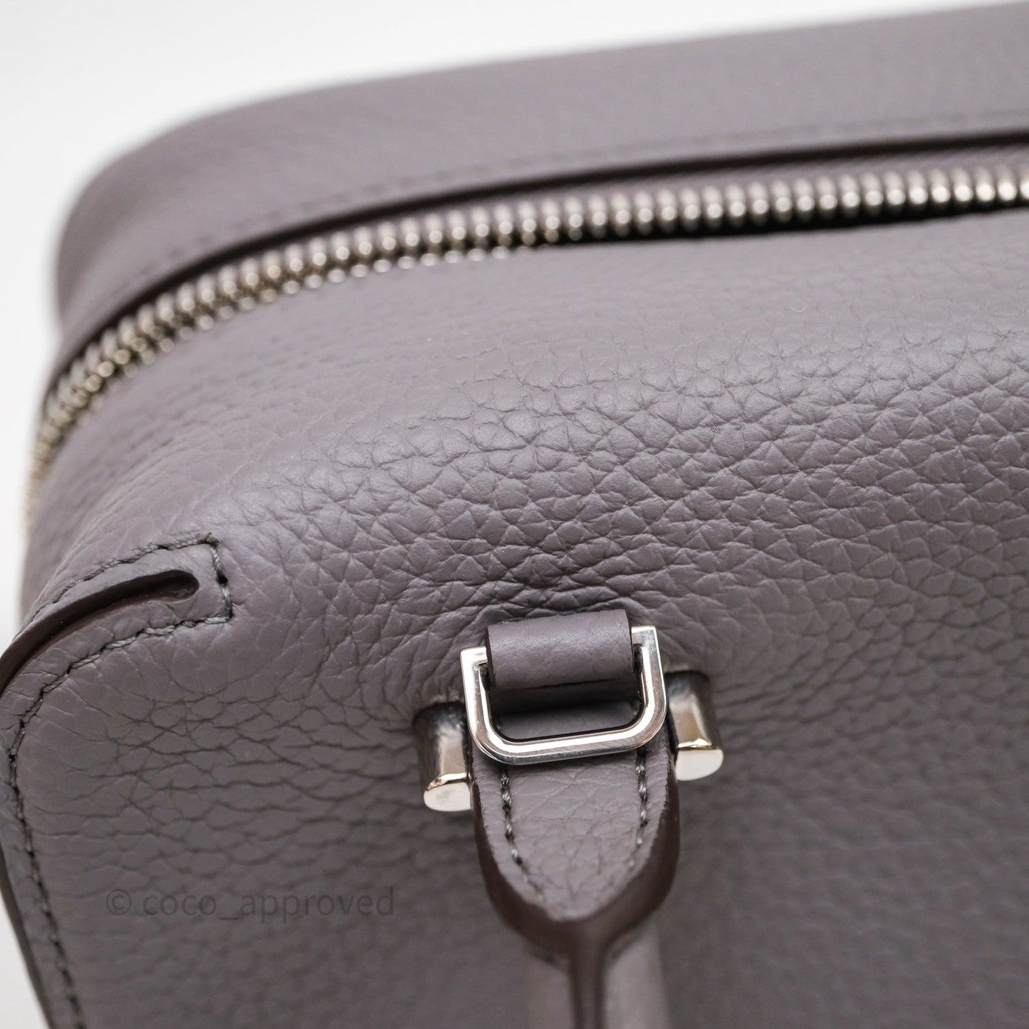 Delvaux Cool Box Mini Taurillon Soft Grained Grey Calfskin Silver Hardware