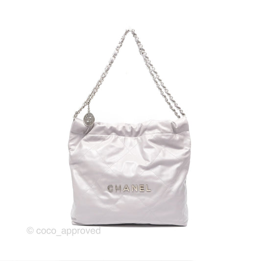 Chanel 22 Small Grey Aged Calfskin Matte Silver Hardware