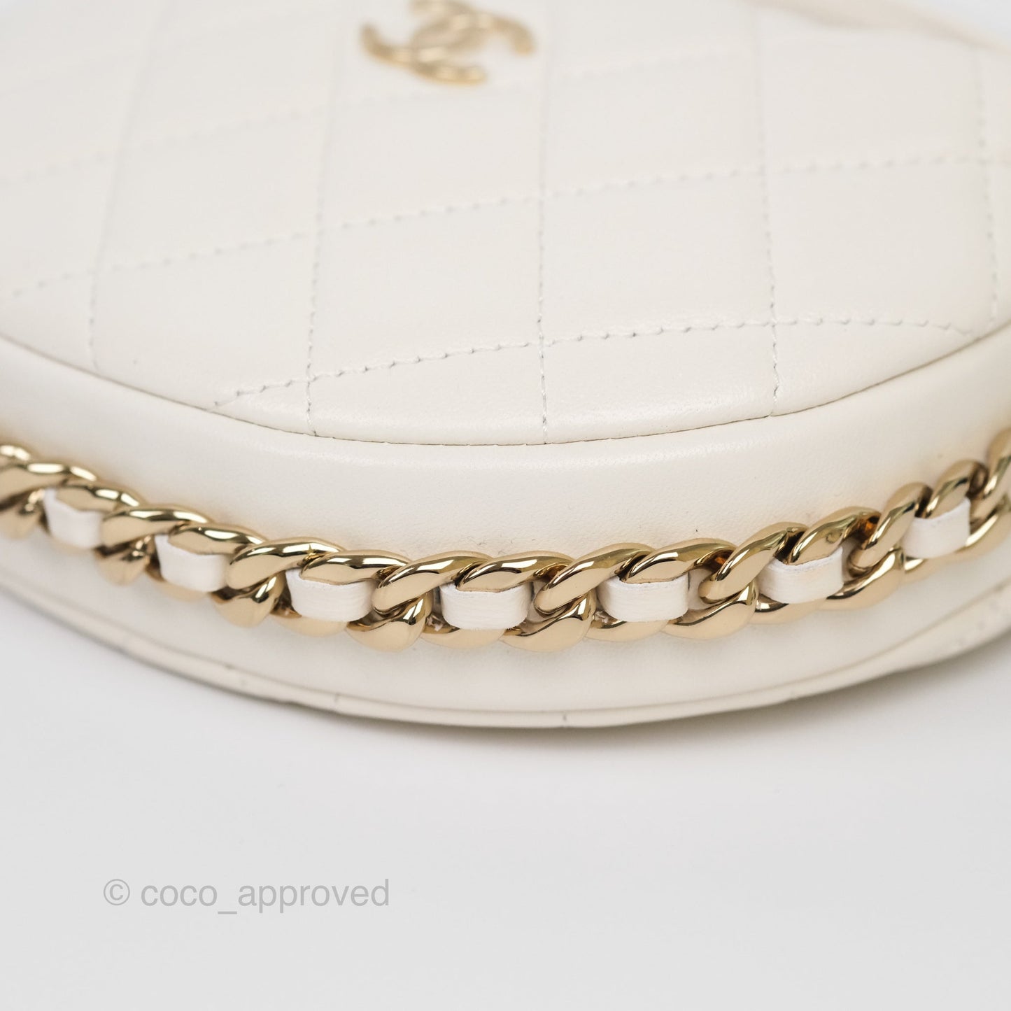 Chanel Chain Around Mini Hobo Pouch White Lambskin Gold Hardware 23C