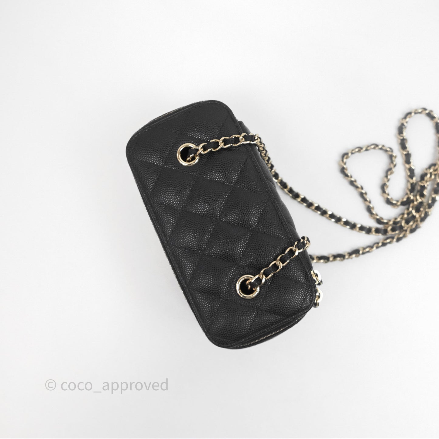 Chanel Vanity Rectangular With Chain Black Caviar Gold Hardware