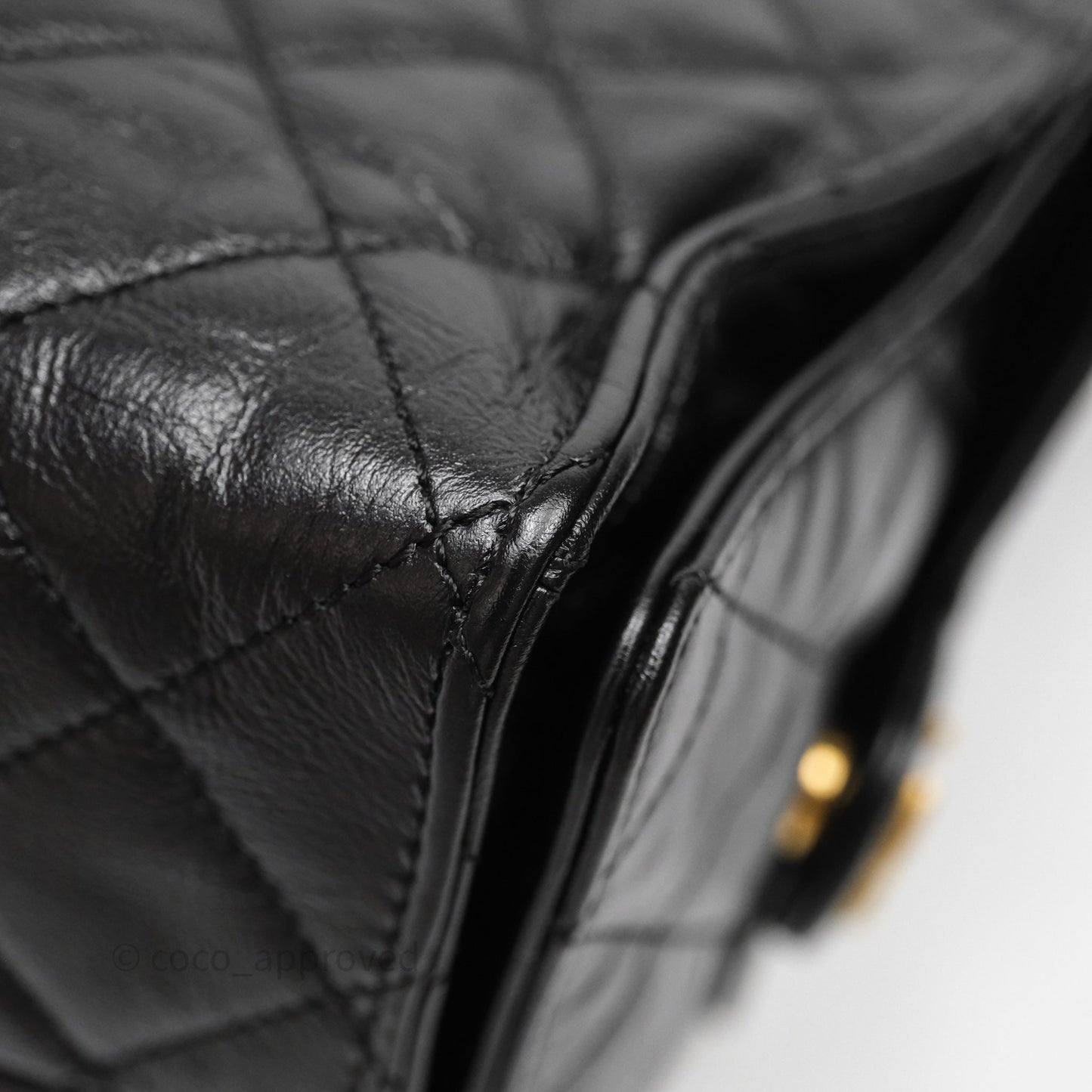 Chanel 25 Medium Black Crumpled Calfskin Aged Gold Hardware