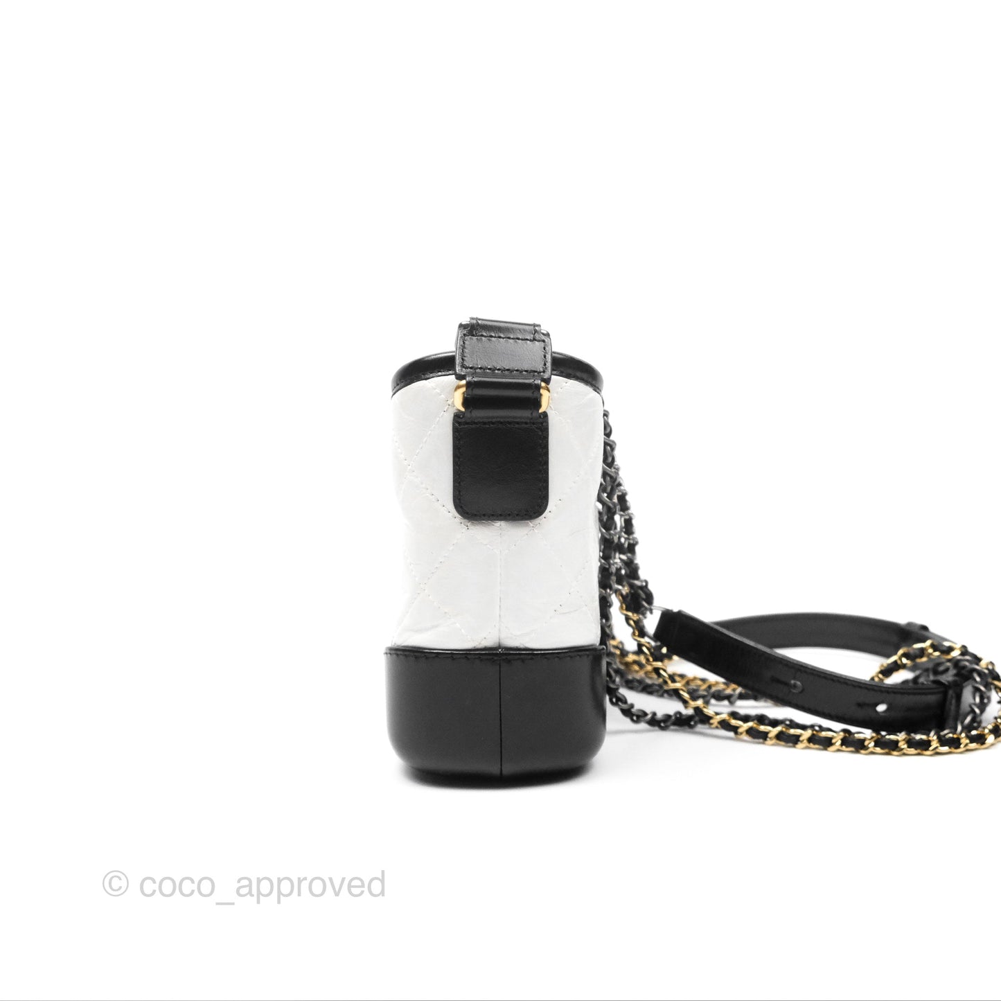 Chanel Small Gabrielle Hobo Quilted Black White Aged Calfskin