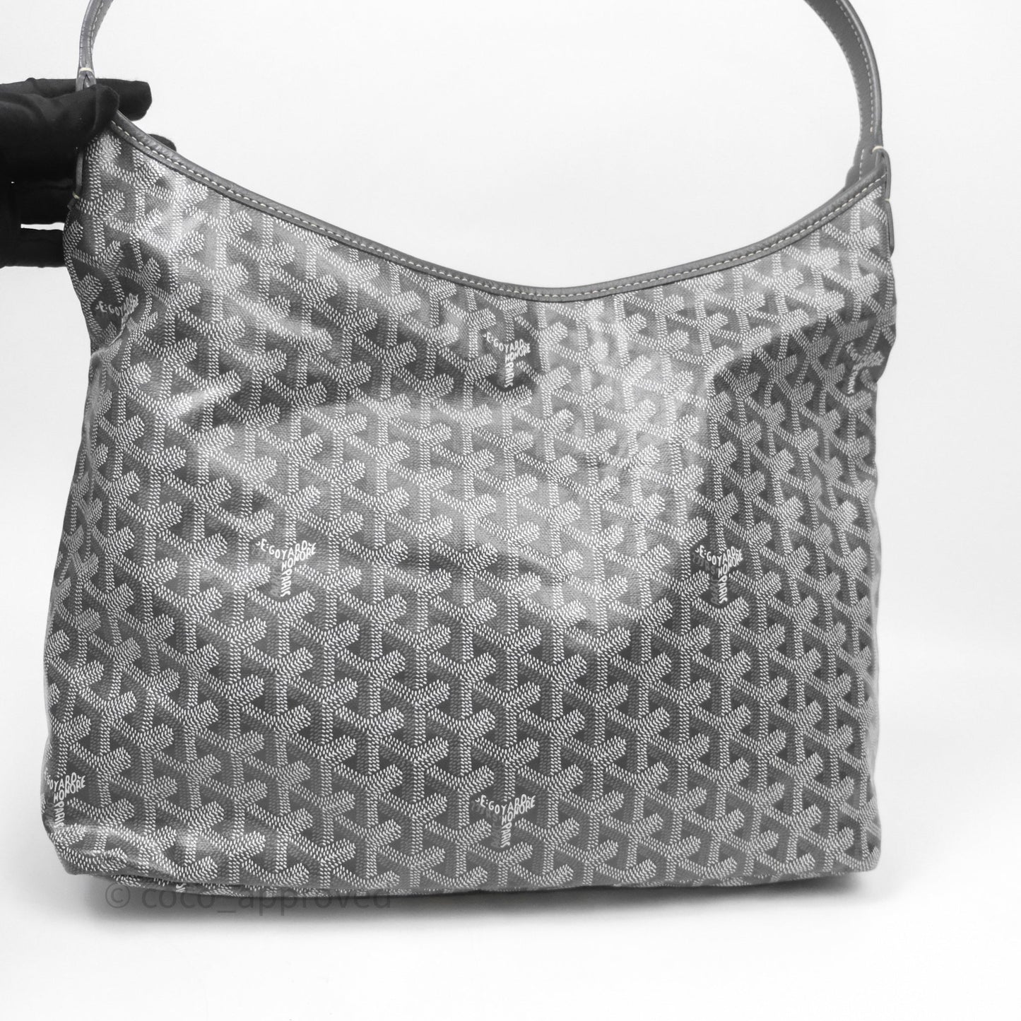 Goyard Bohème Hobo Bag Grey Goyardine Canvas Pink Heart
