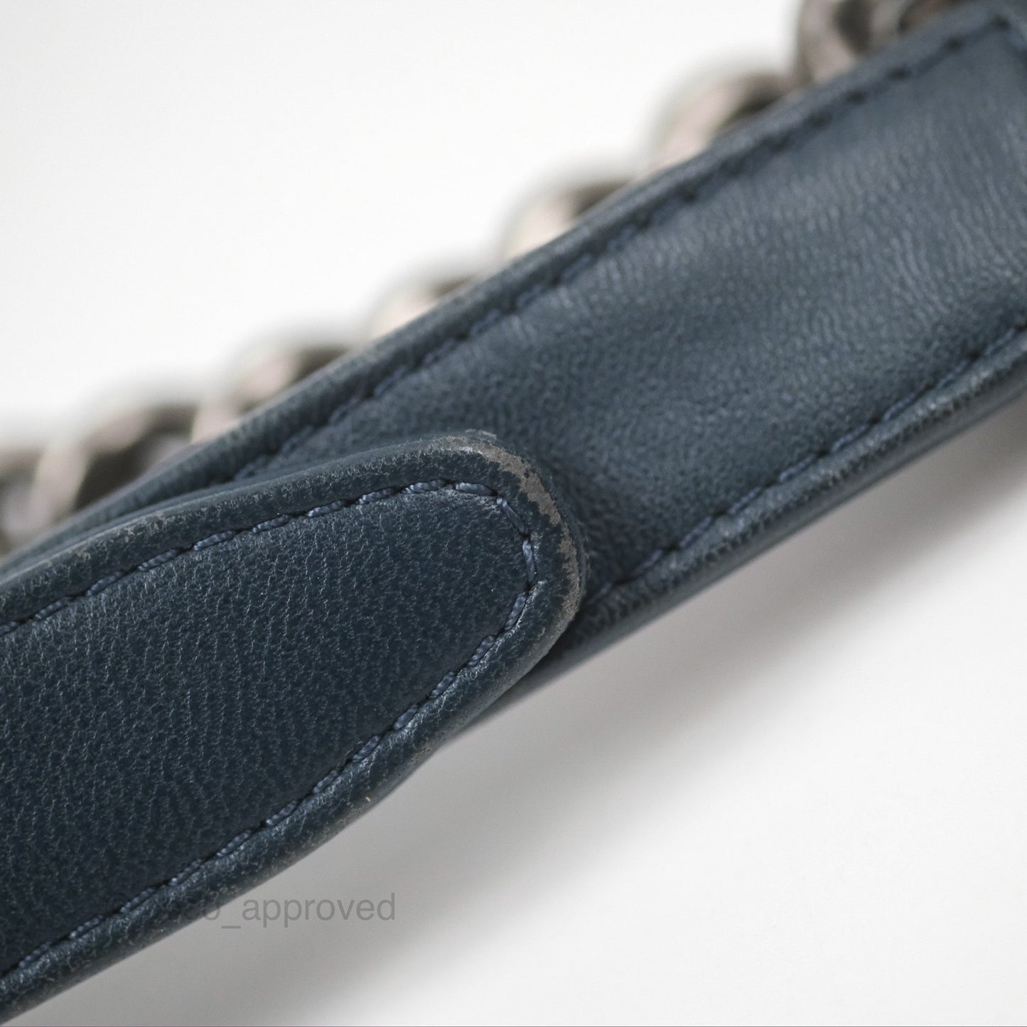 Chanel Medium Chevron Boy Washed Denim Ruthenium Hardware