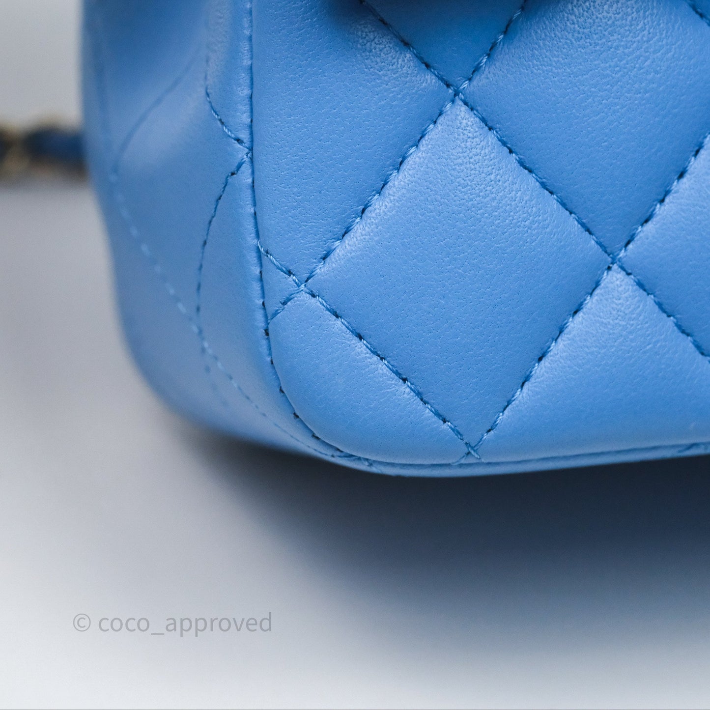 Chanel Top Handle Mini Rectangular Flap Blue Lambskin Gold Hardware