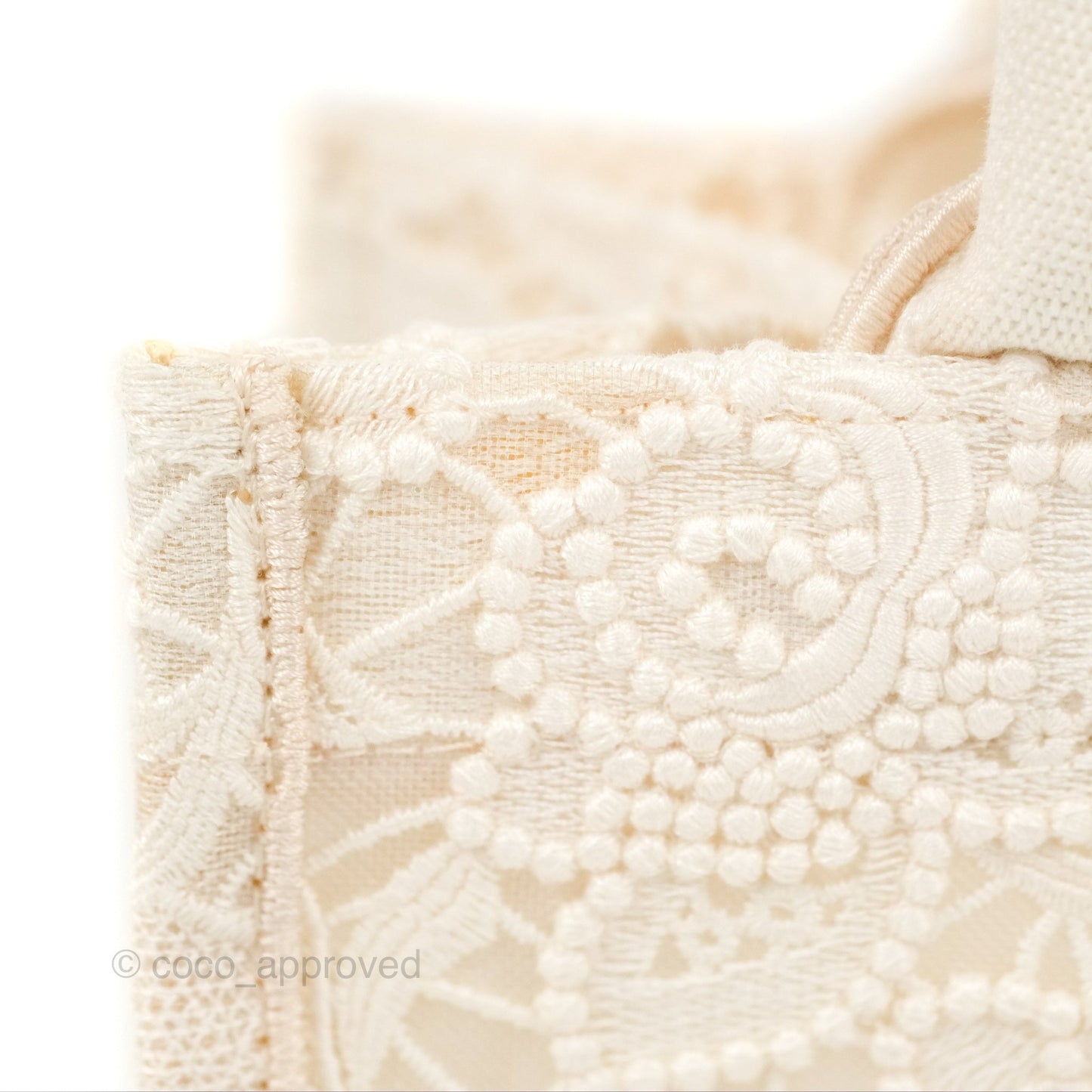 Dior Small Book Tote Natural Macramé-Effect Embroidery