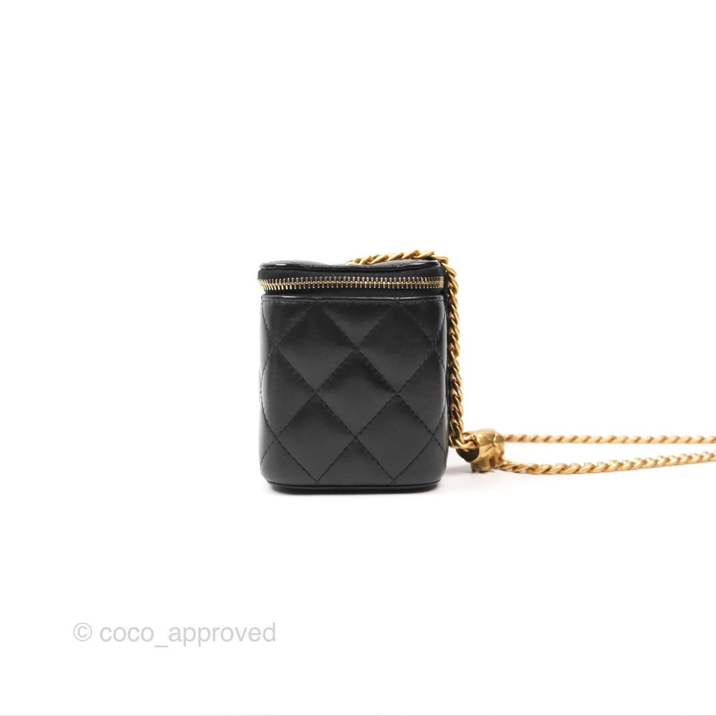Chanel All Slide Vanity with Adjustable Chain Black Lambskin Aged Gold Hardware