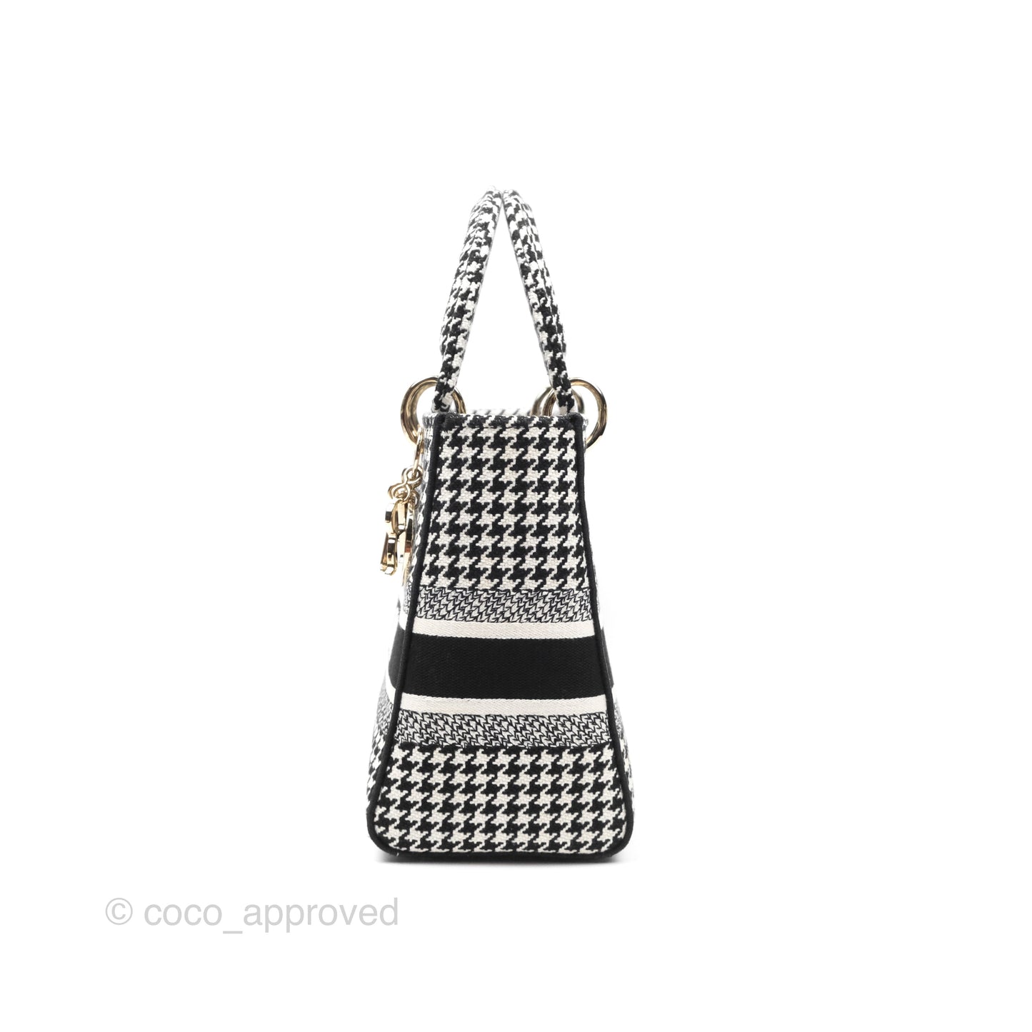 Christian Dior Medium Lady D-Lite Bag Black White Houndstooth
