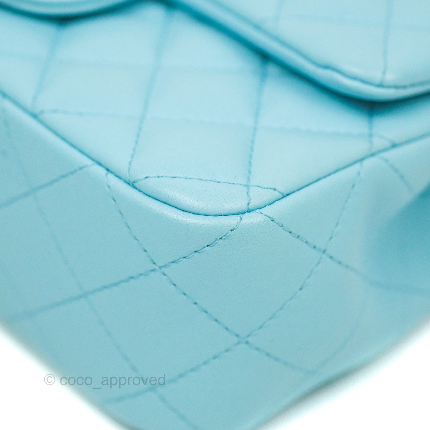 Chanel Quilted Mini Rectangular Flap Neon Blue Lambskin Silver Hardware 21S