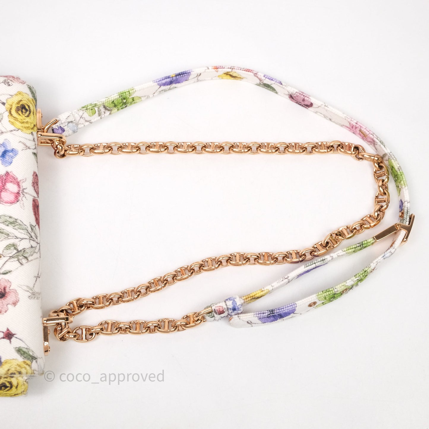 Dior Small Caro Bag White Florilegio Rose Gold Hardware