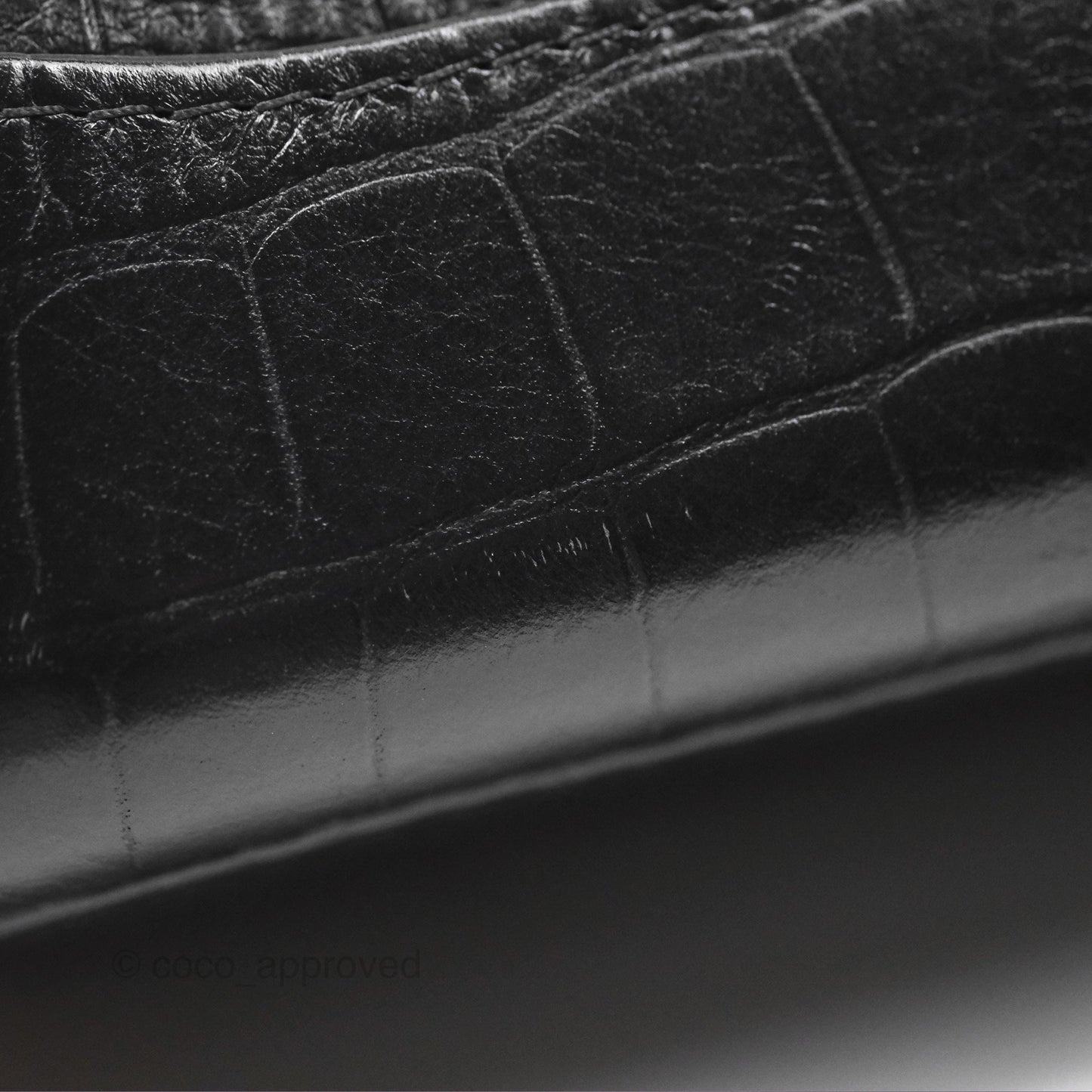Chanel Small Gabrielle Hobo with Logo Handle Quilted Black Croc Embossed Calfskin