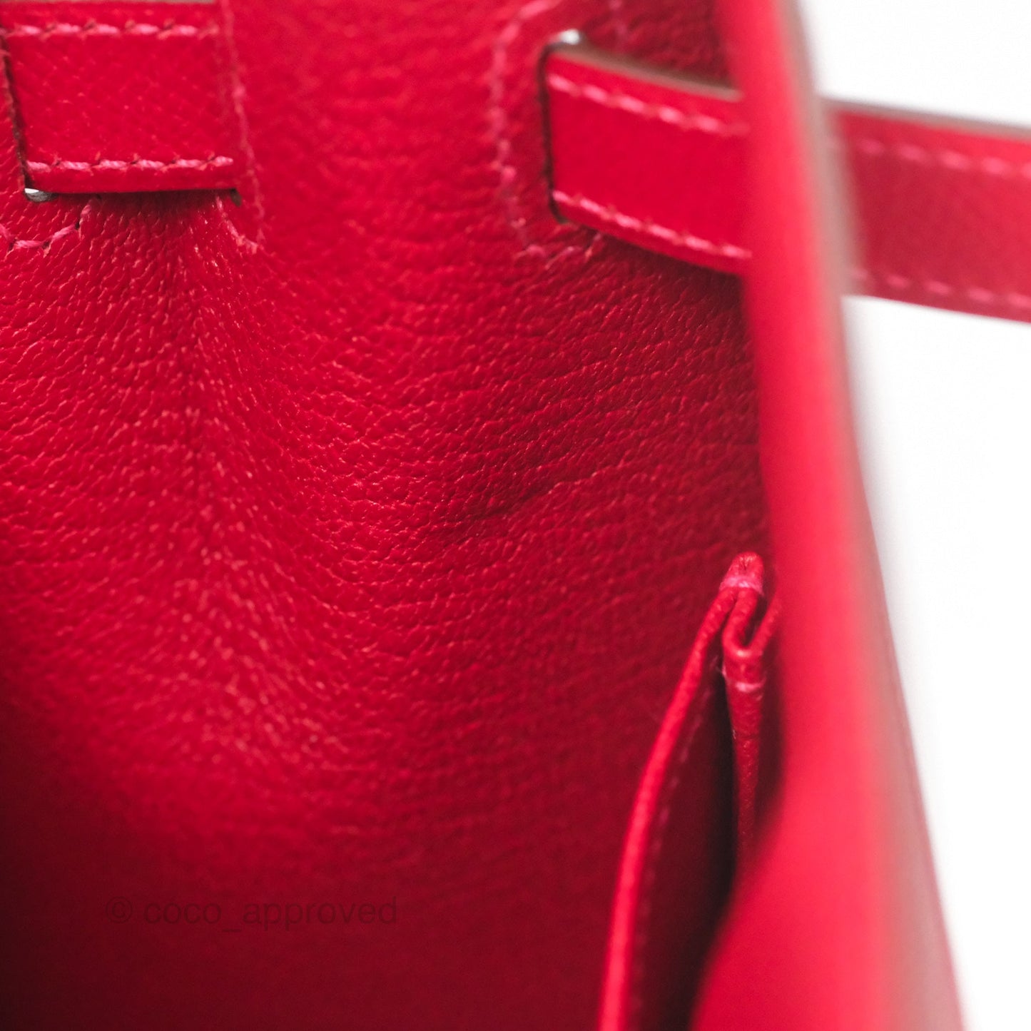 Hermès Kelly 32 Sellier Rouge Casaque Q5 Epsom Palladium Hardware