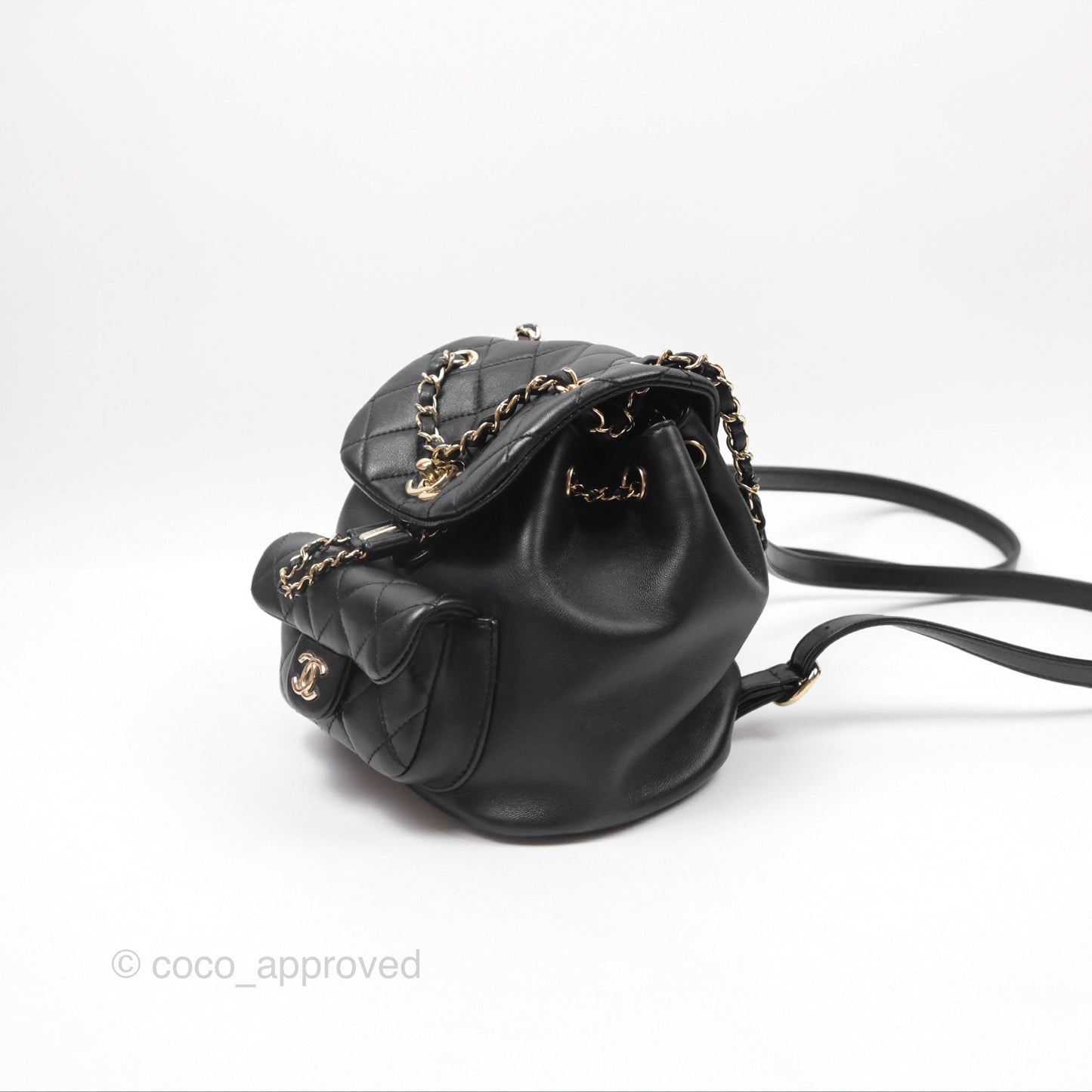 Chanel Quilted Small Duma Drawstring Backpack Black Lambskin